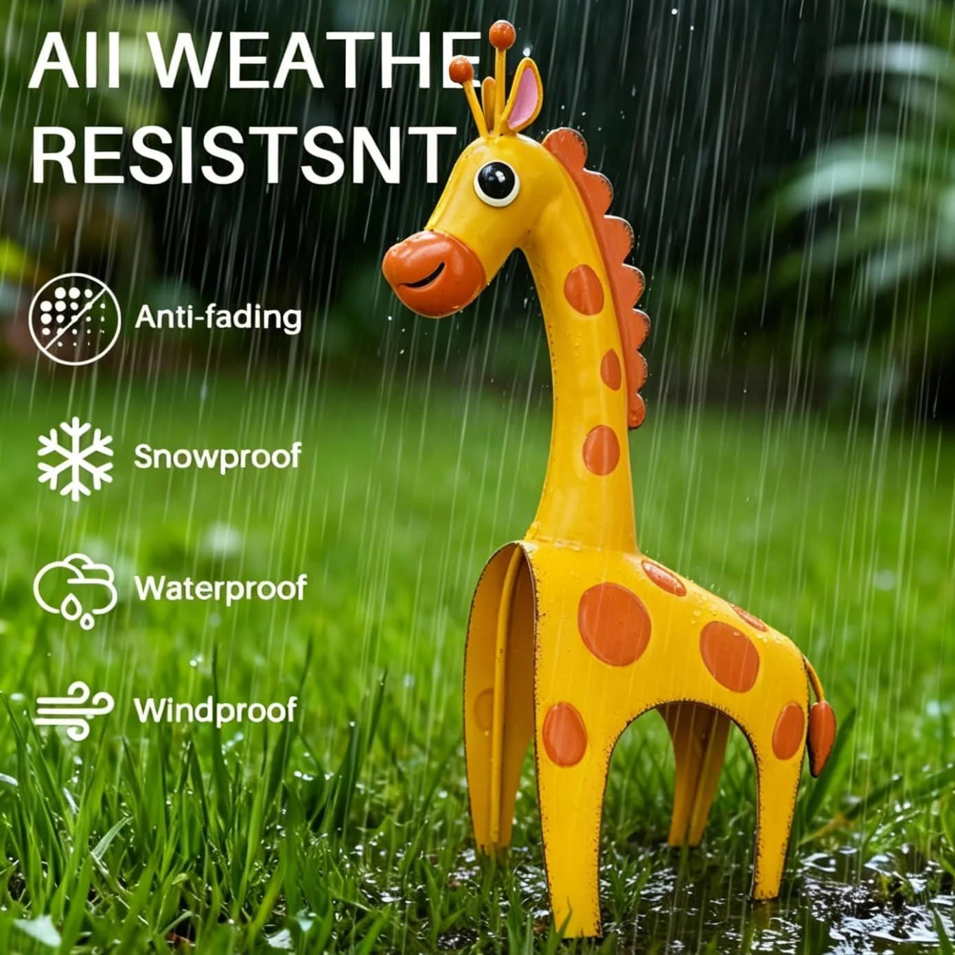 Metal Giraffe Garden Decor Outdoor Yard Statue Whimsical Safari Patio Ornament