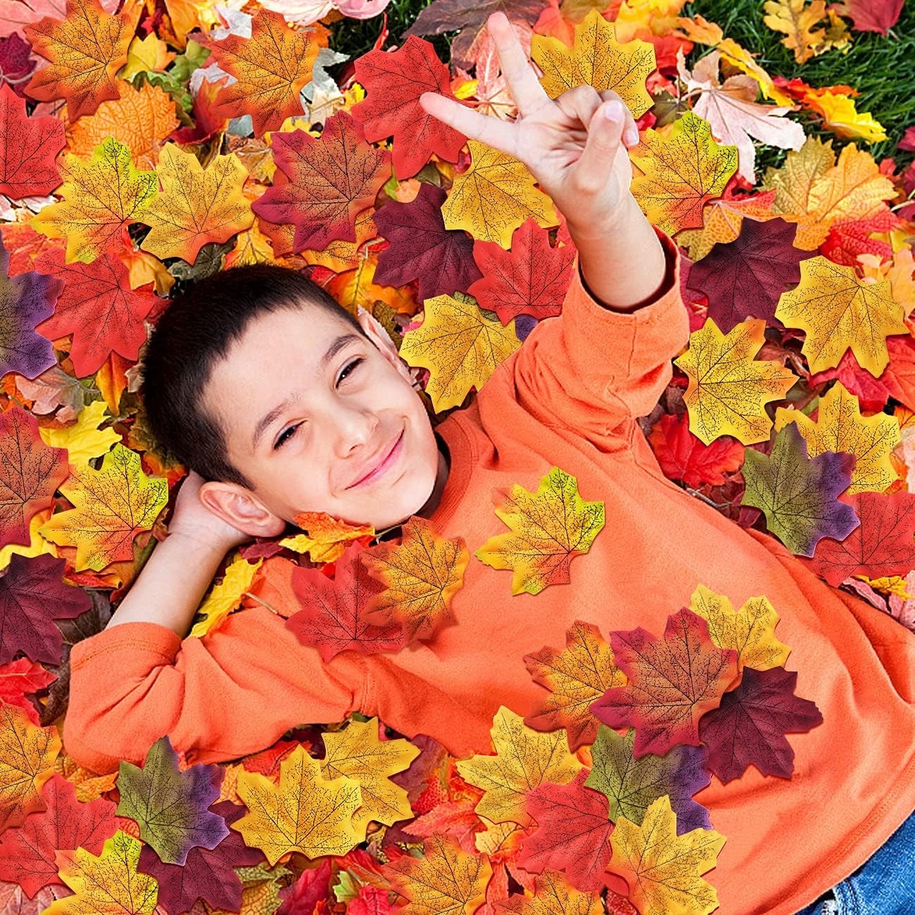 450 Pcs Artificial Fall Leaves Decoration,Fake Fall Leaves for Halloween Fall…