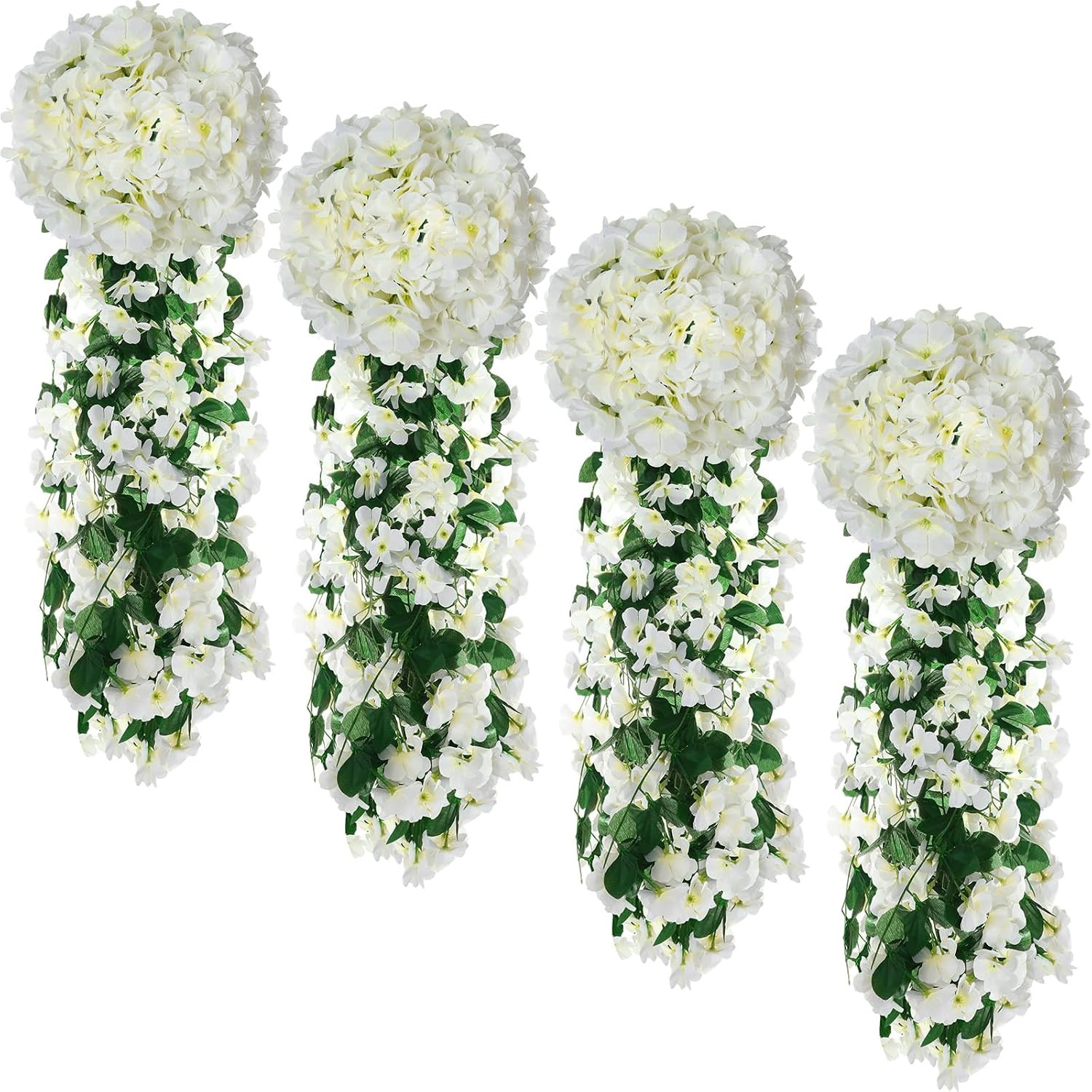 4 Pack Faux Violet Hanging Flowers for Home Garden Wedding Spring Decor