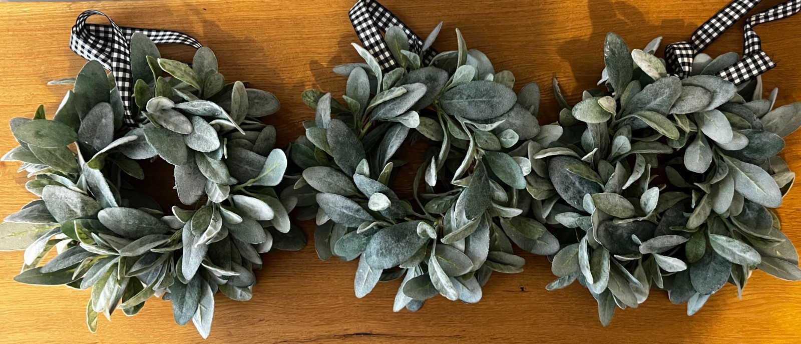 Beautiful set of 3 12″ Lambs Ear Wreath, Window Decor, Farmhouse Decor