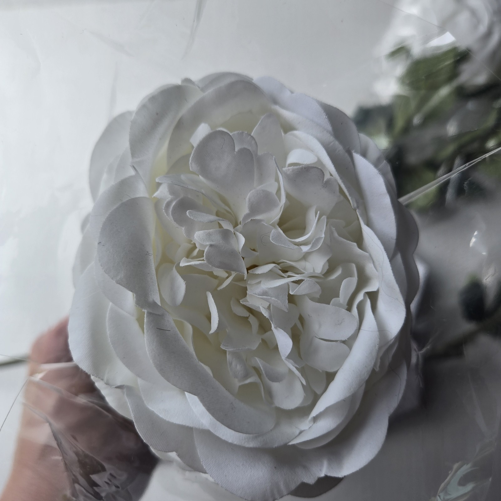 My Texas House Faux Floral Stems, 4 White Peony Artificial Flowers, NEW