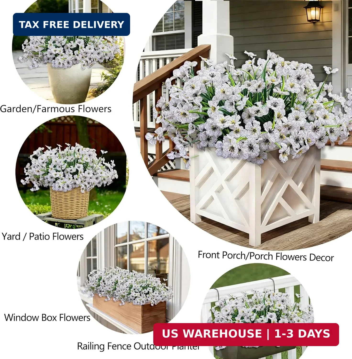 20 Bundles Artificial Flowers for Outdoors, UV Resistant Fake Flowers with Plast