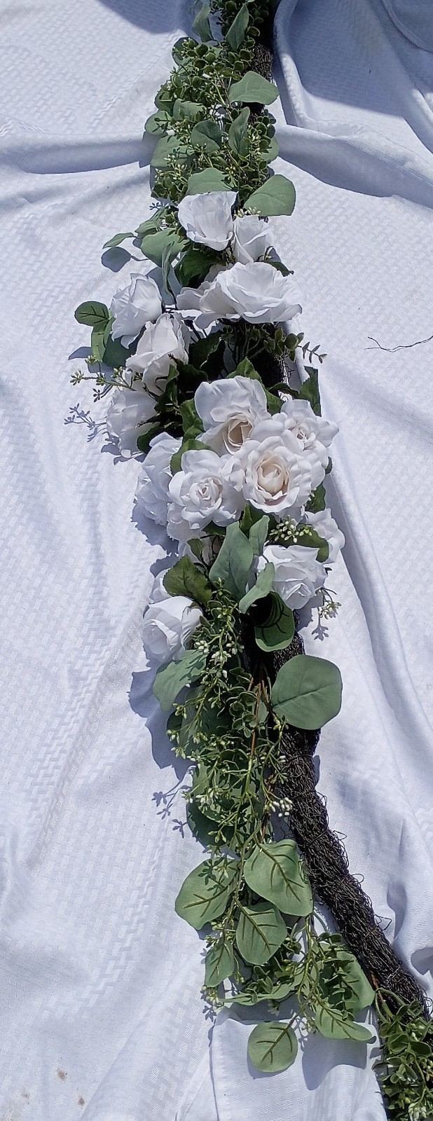 Eucalyptus & Ivory Roses Garland Vines with Greenery 6ft