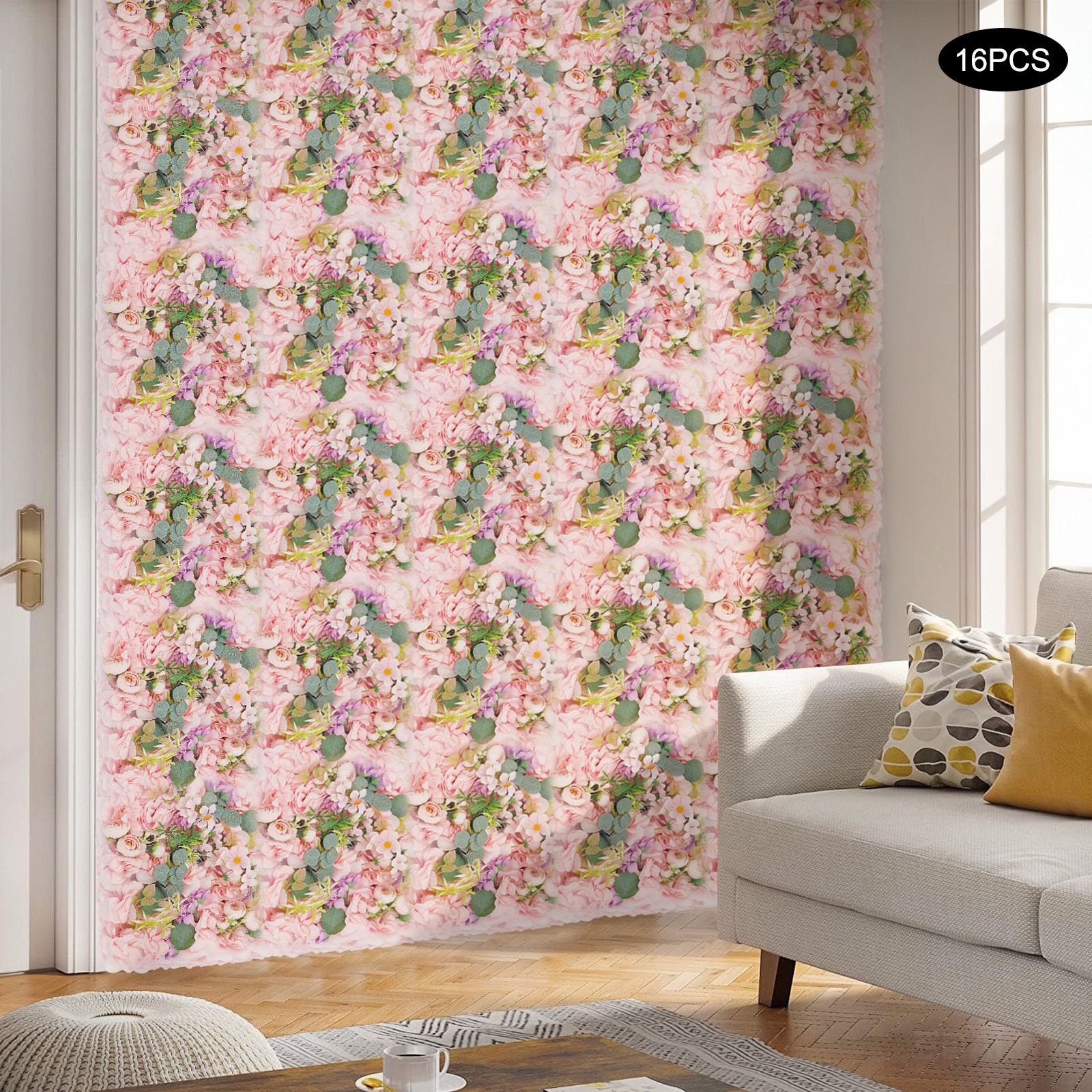 Artificial Flower Wall Panels, 16 PCS Flower Wall Panels Wall Decoration