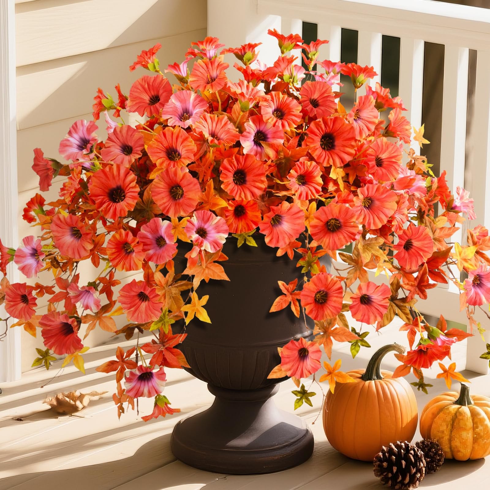 Artificial Fall Flowers for Outdoors Decoration, 2Pcs Fake Morning Glory Hang…