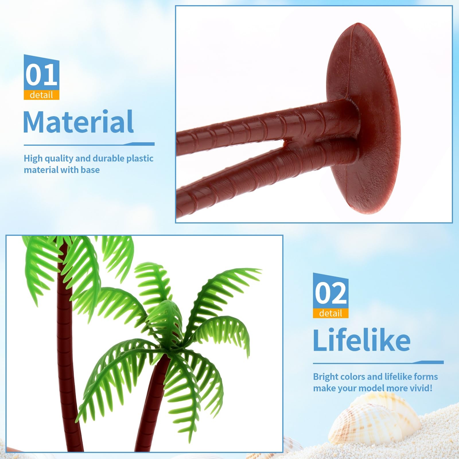 Vhxmaizxn 20 Pcs Model Palm Trees Miniature Coconut Plastic Scenery Green