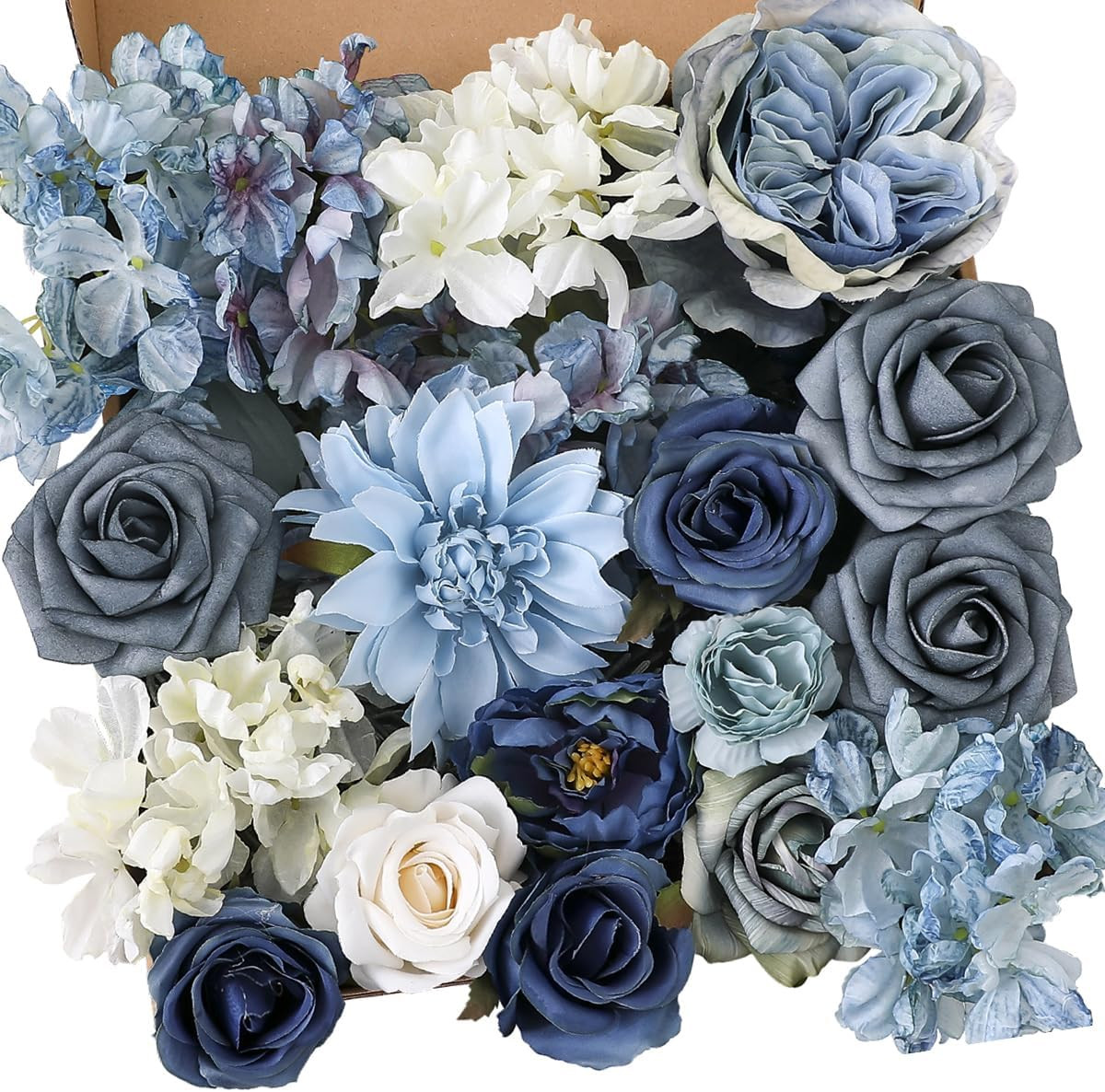 Artificial Flowers Combo Box Set Dusty Blue Flowers for DIY Wedding Bouquet Arra