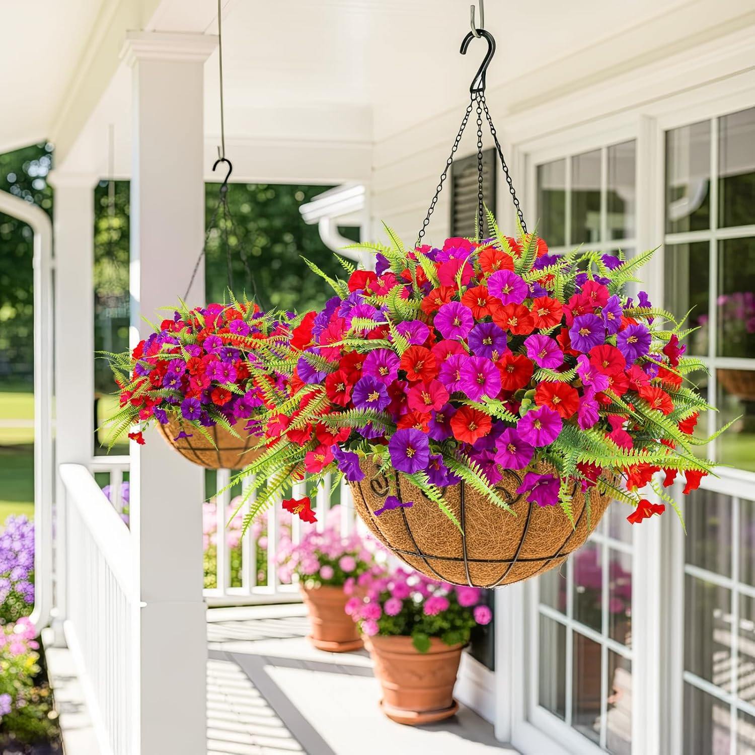 Artificial Flowers for Outdoors 12 Bundles Artificial Petunias Fake Flowers UV R