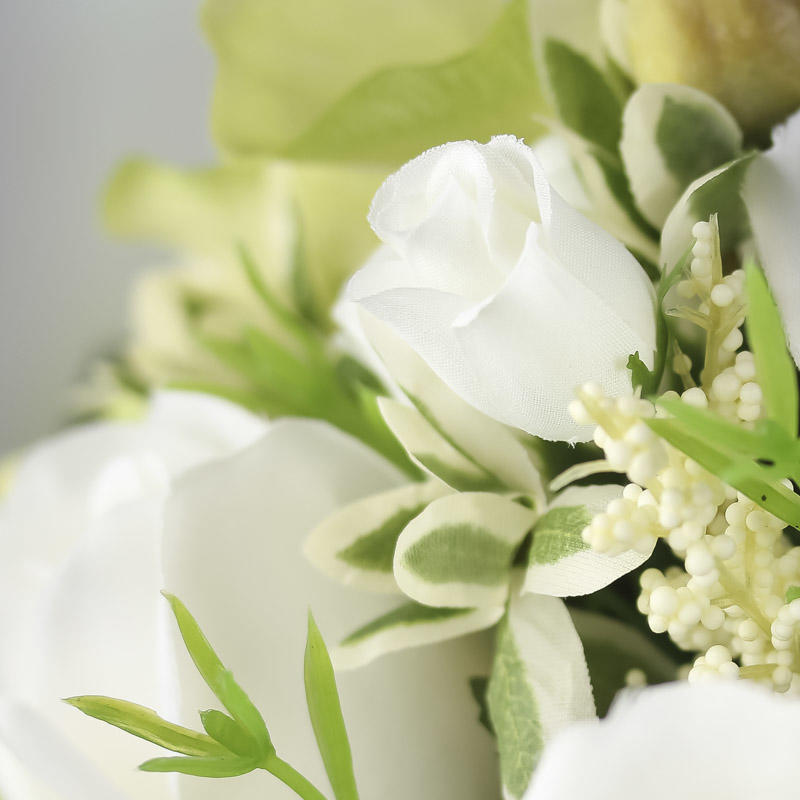 Factory Direct Craft Elegant White Artificial Rose and Soft Green Orchid Bu