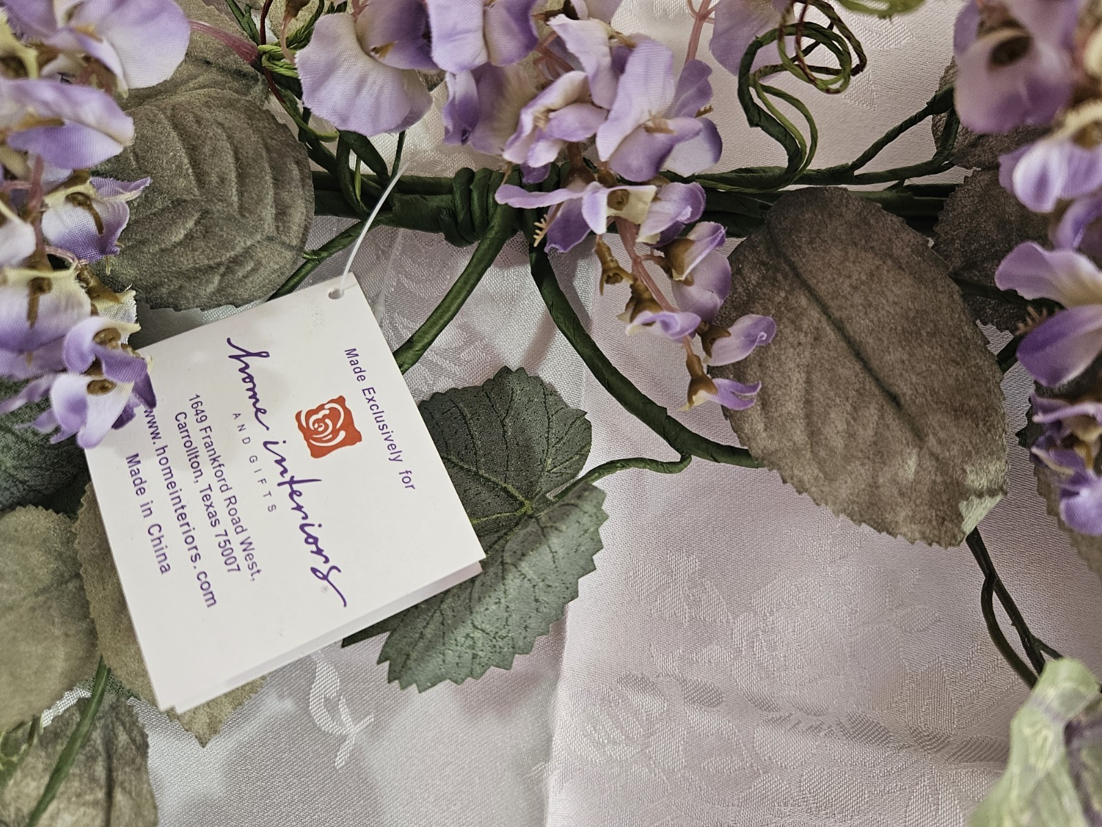 Home Interiors Wisteria Ivy Swag/Purple Lavendar Sage Green /New/25 Inches long