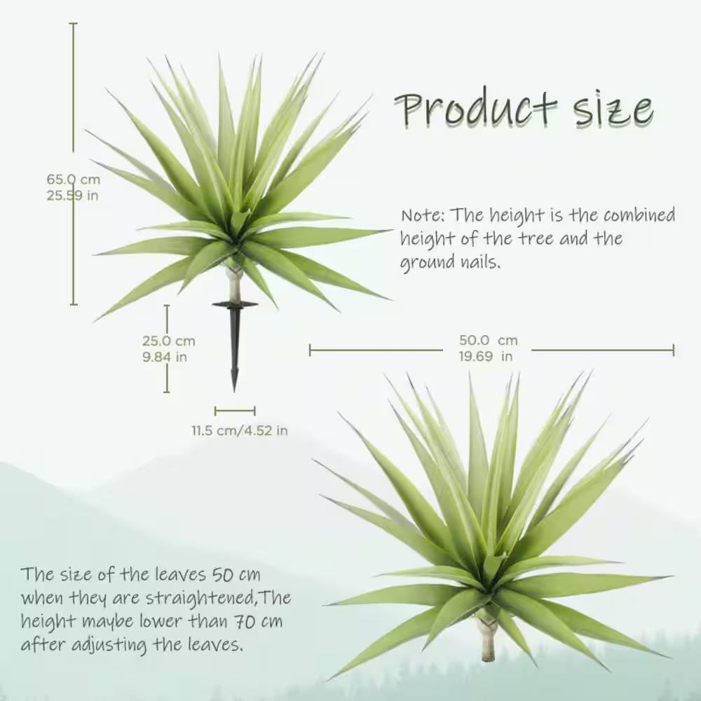 Artificial Agave Plant Fake Agave Outdoor Indoor Garden Decor 33 Inch Set 2