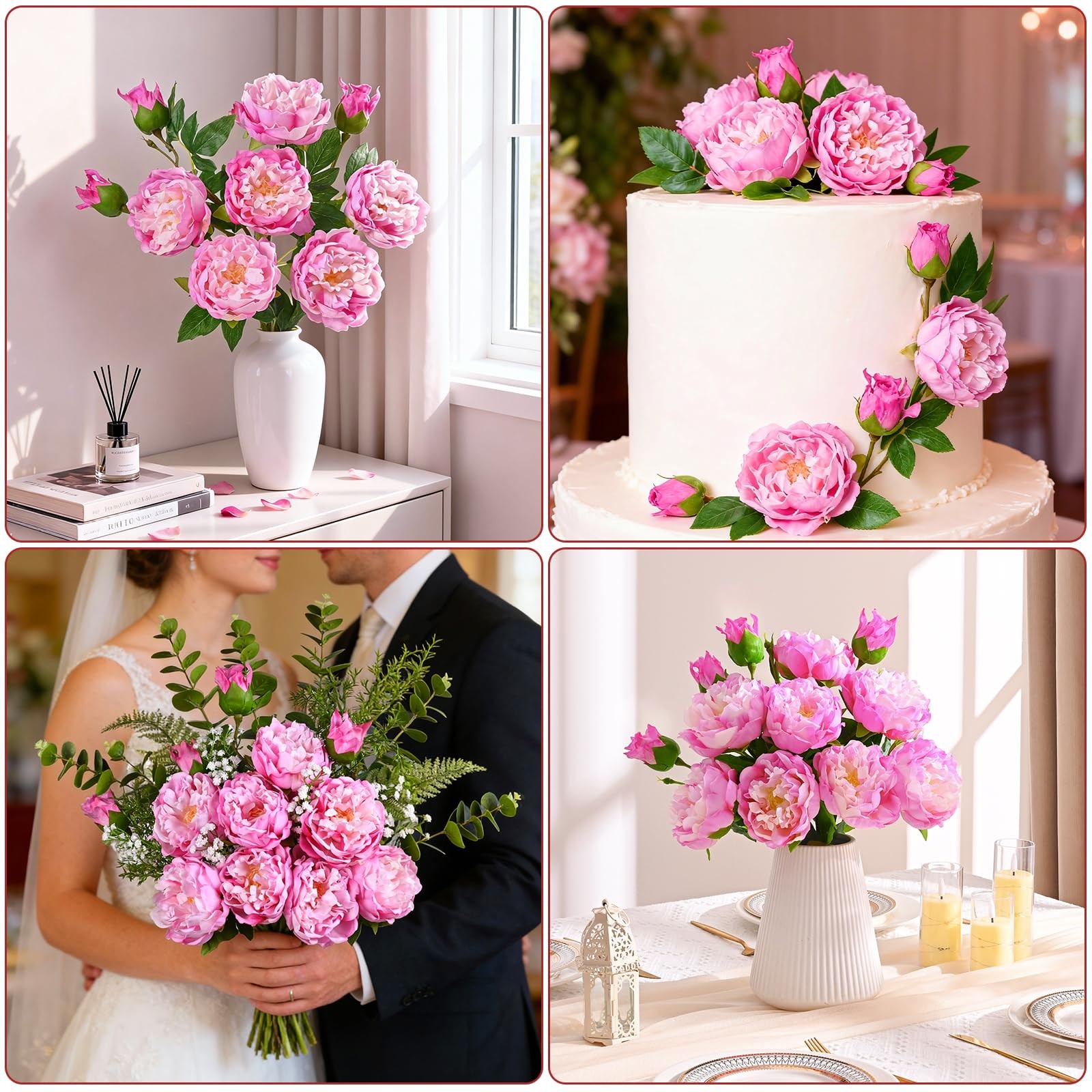 3PCS Real Touch Peonies Artificial Flowers, 22in Pinkish Purple Fake Peonies …