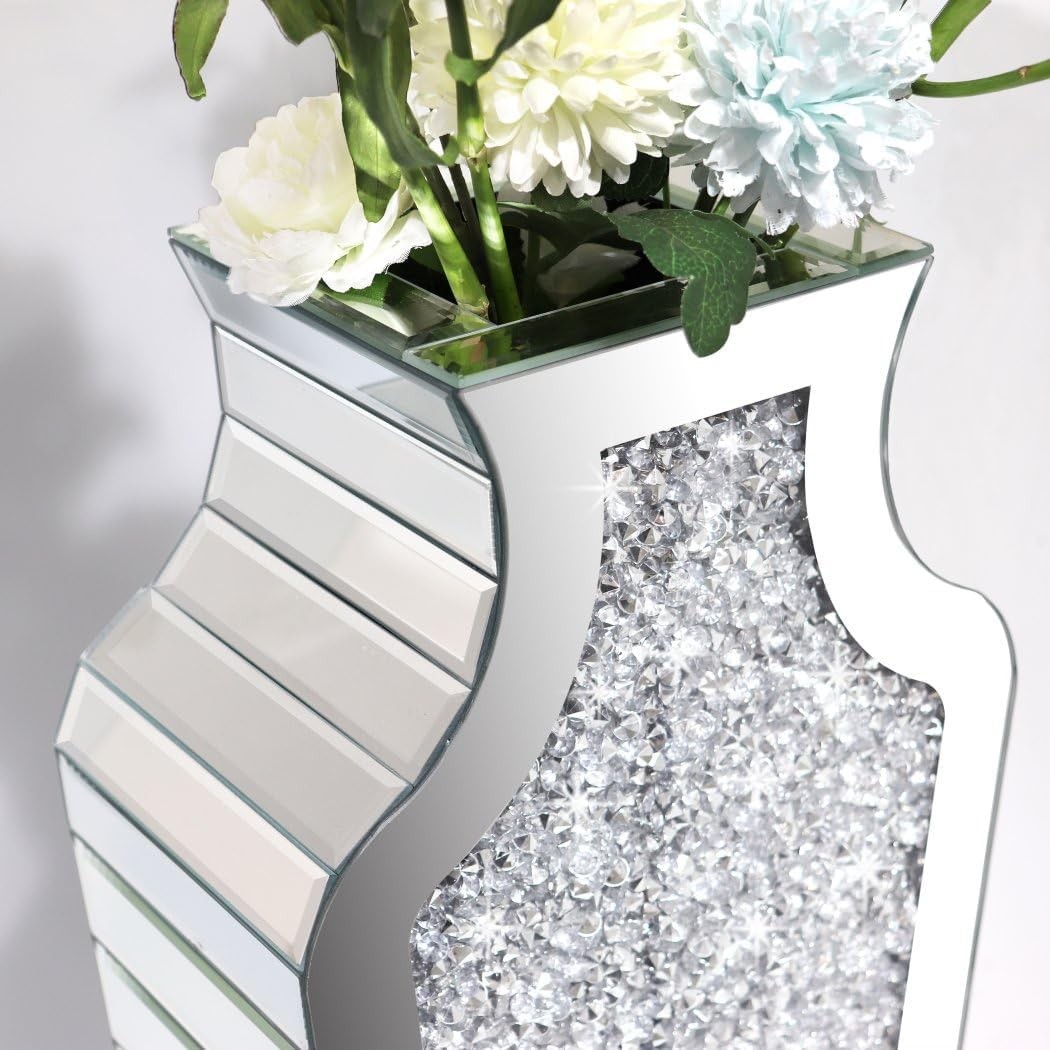 6 Style Sparkle Tall Crushed Diamond Floor Vase Luxury Mirrored Dried Flower Vas