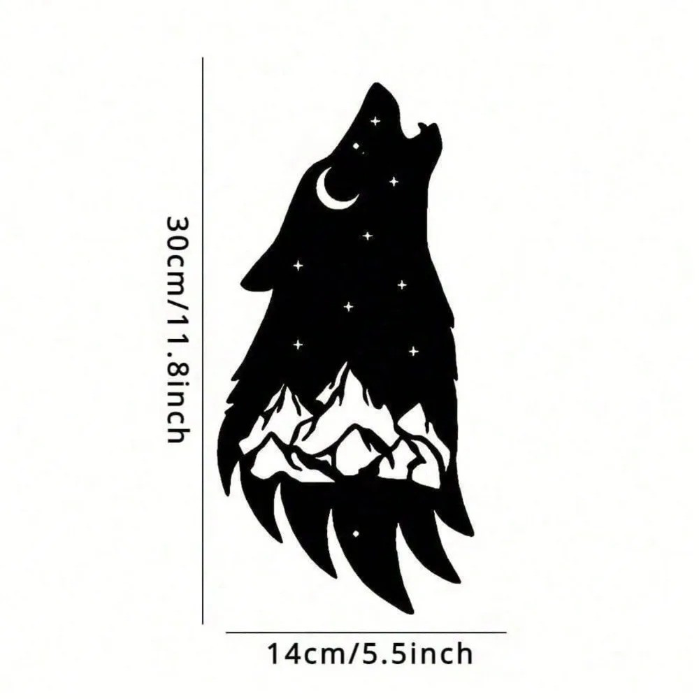 Gothic Howling Wolf Black Metal Wall Art Dark Academia Room Halloween Decor