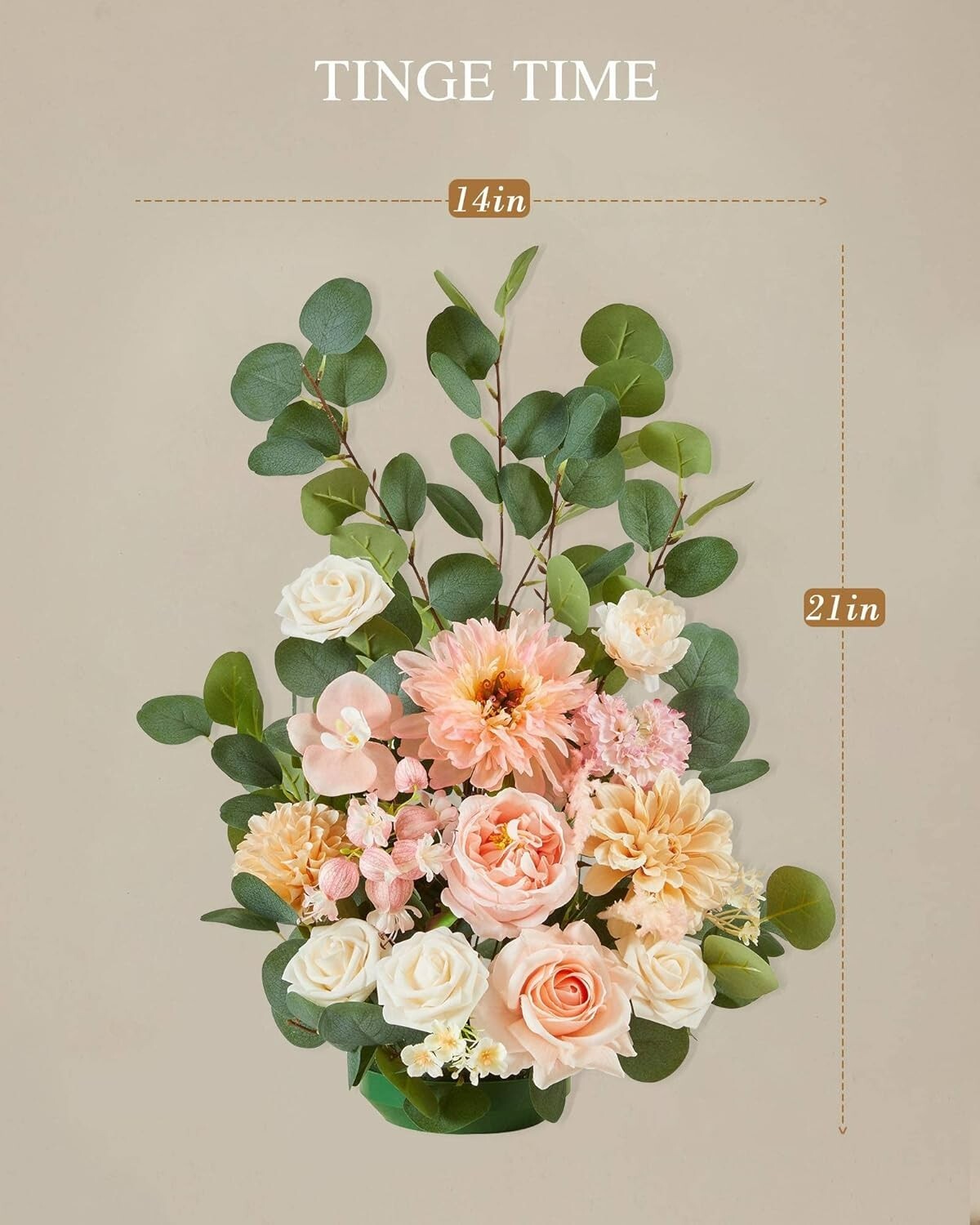 TINGE TIME Free-Standing Artificial Flower Set of 2, with Rubber Pad