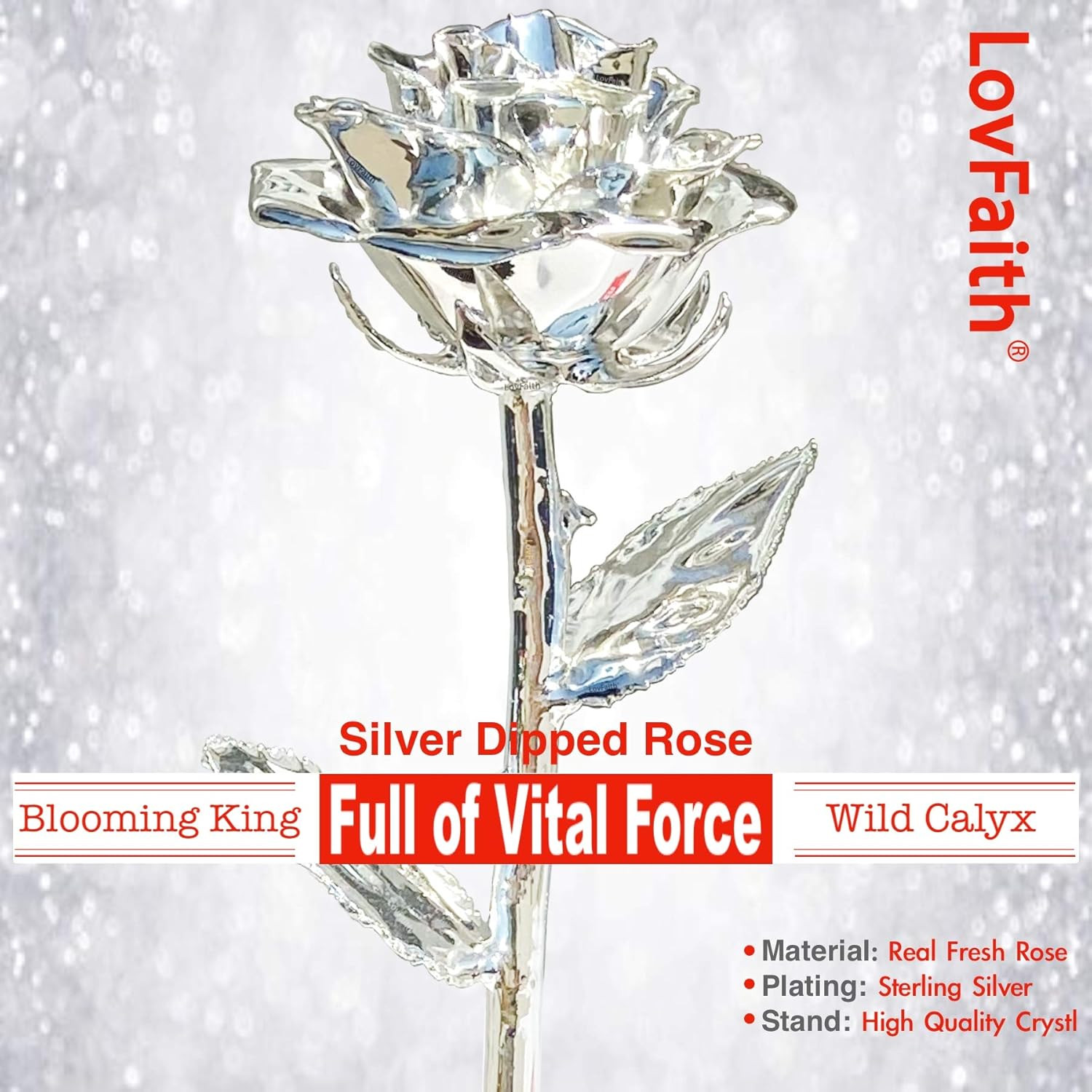Valentine Gift Real Rose Dipped 24K Gold with Crystal Stand, Best Anniversary Ro