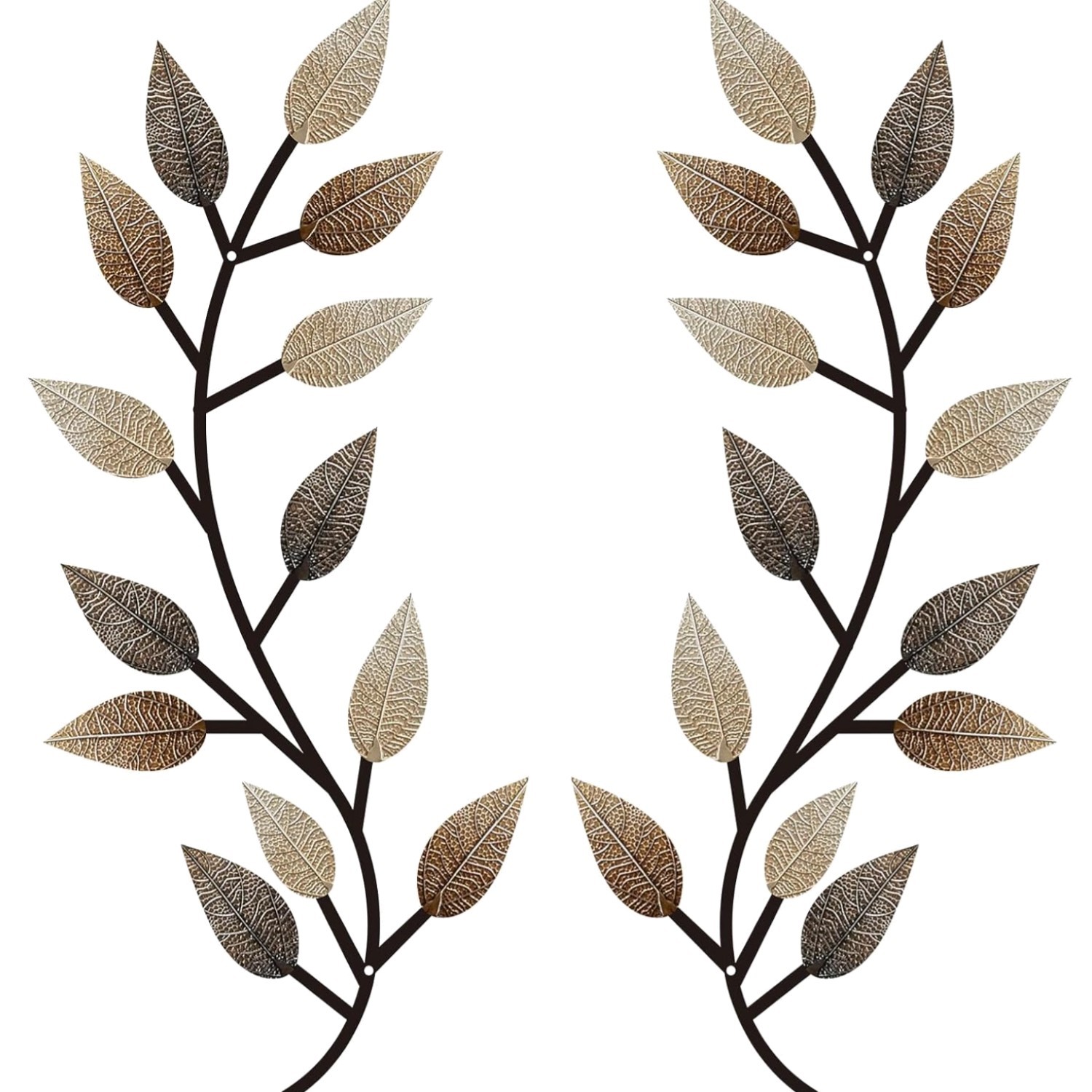 2 Pieces Metal Tree Leaf Wall Decor Vine Olive Branch Leaf Wall Art Living Ro…