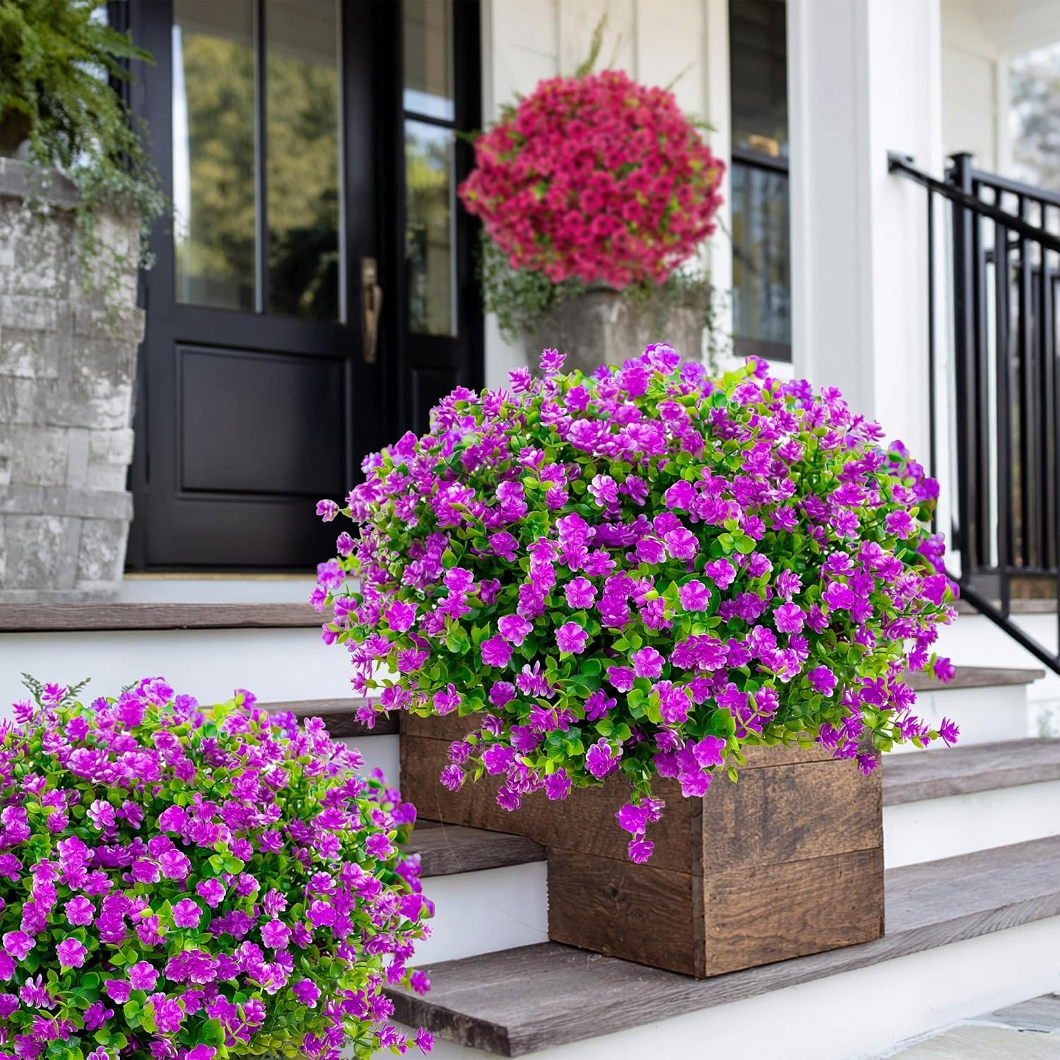 Pet-Friendly Magenta Artificial Plants – 12 Bundles of Easy Care Outdoor Flowers