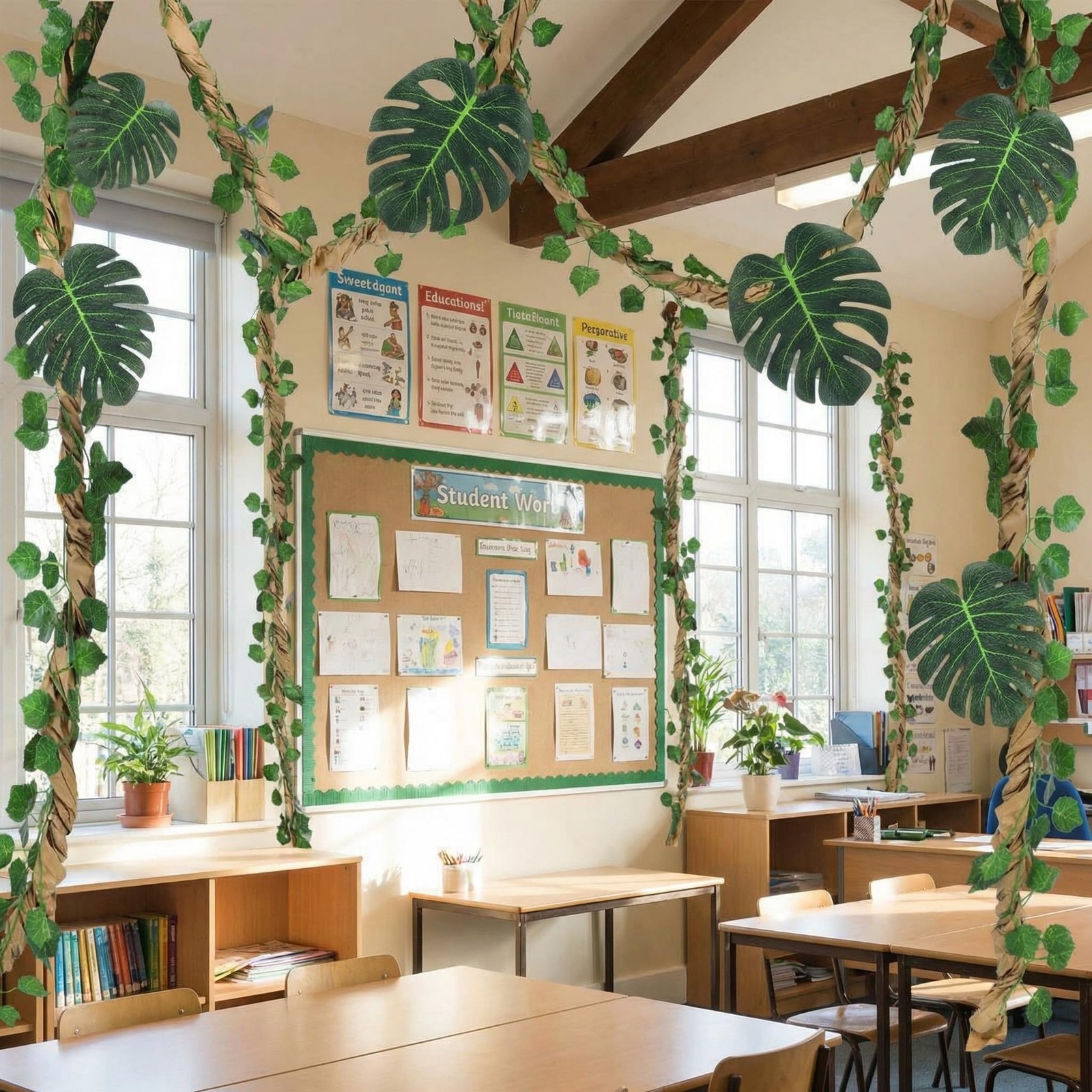 Jungle Theme Party Decoration Vine for Classroom Room Safari Rainforest Leaf …