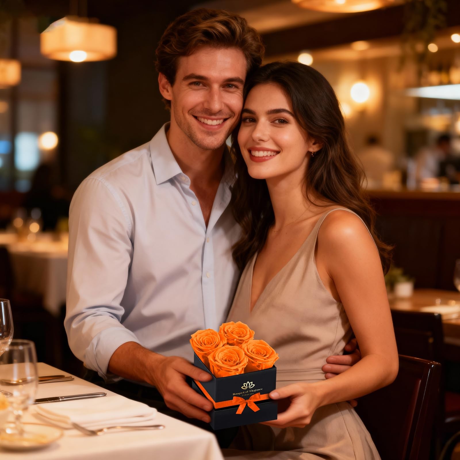 Orange Real Preserved Roses In A Box Forever Flower Gifts For Mother Women