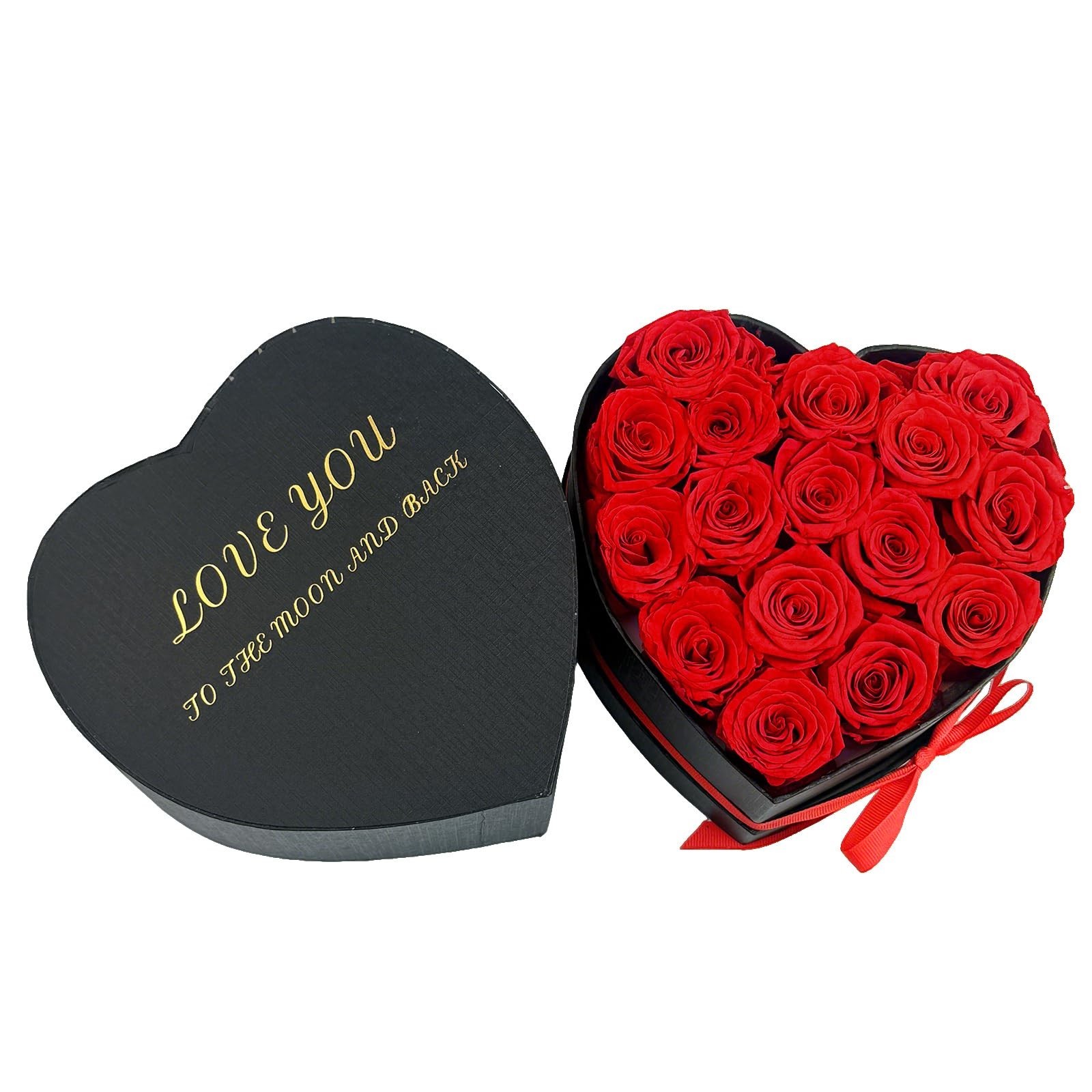 Heart-Shaped Box of 16 Red Preserved Roses | Romantic Gift, Ready to Gift, Elega