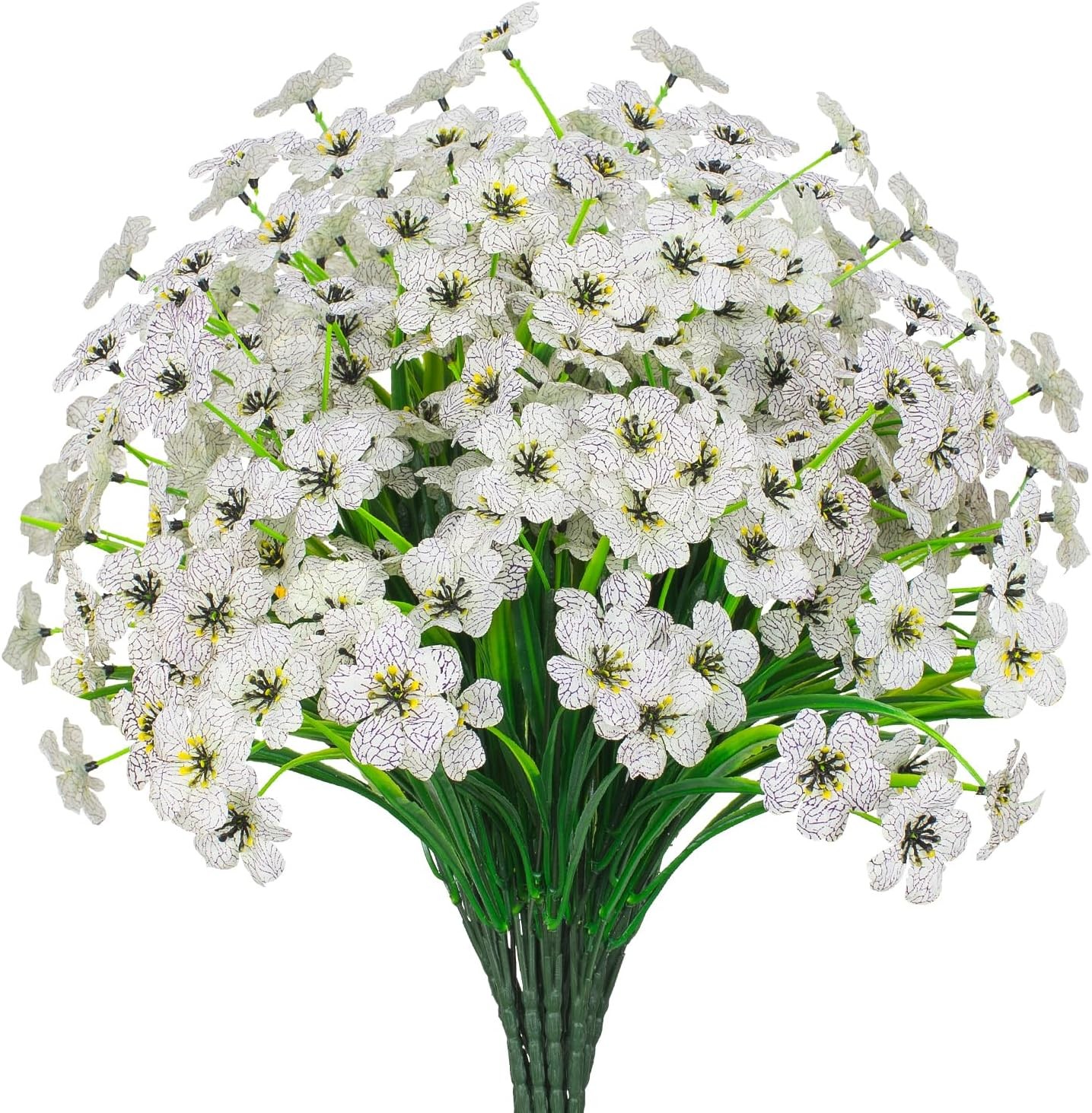21 Bundles Artificial Flowers, UV Resistant Faux Silk Outdoor Planter