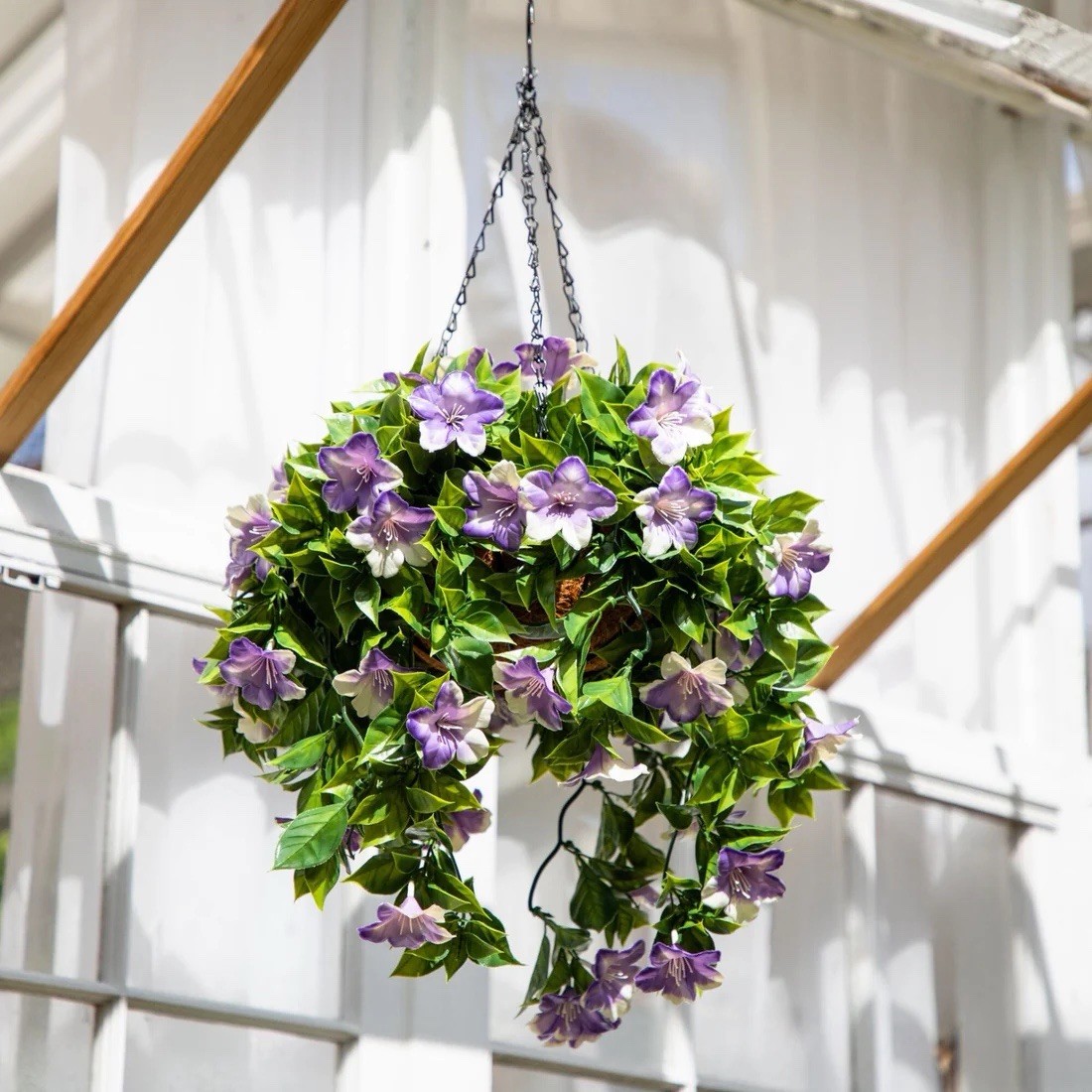 27” UV Resistant Artificial Azalea Hanging Basket Indoor/Outdoor