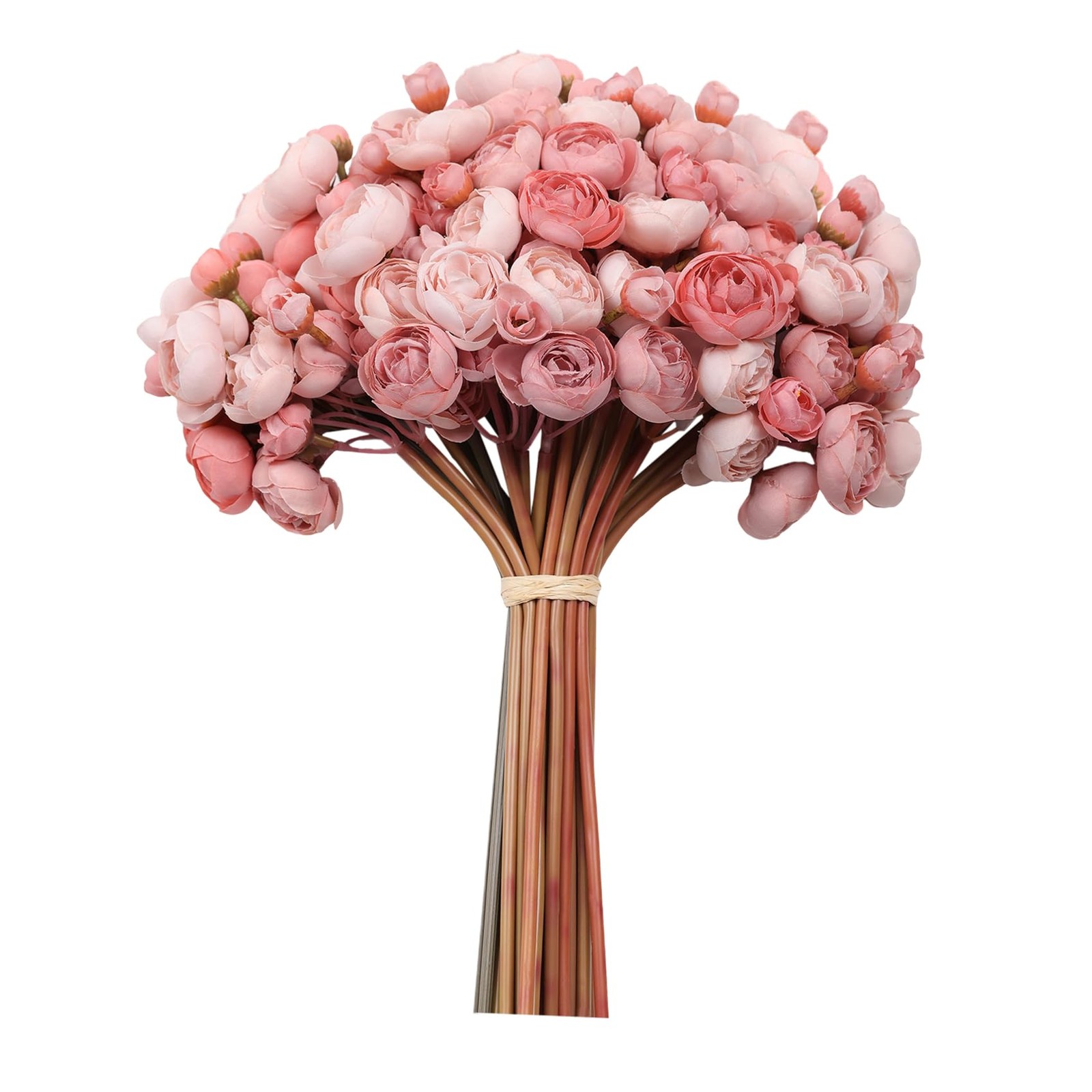 32 PCS Dusty Rose Faux Silk Mini Ranunculus Artificial Peony Flowers Bouquet