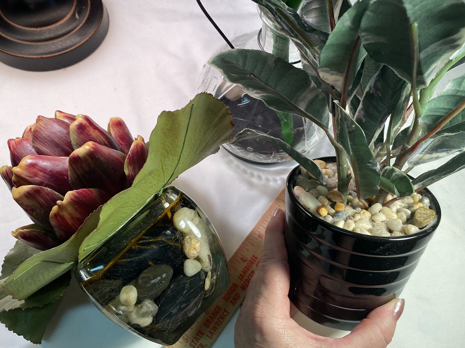 3 Artificial Simulated Plants Pineapple,hobby lobby Glass Bottle, Plant G89