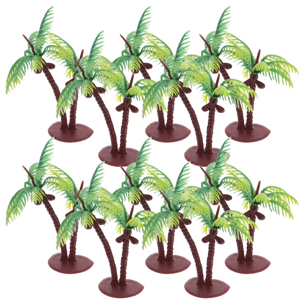36 Pcs Mini Coconut Tree Miniature Plants Artificial Fake Tiny Trees