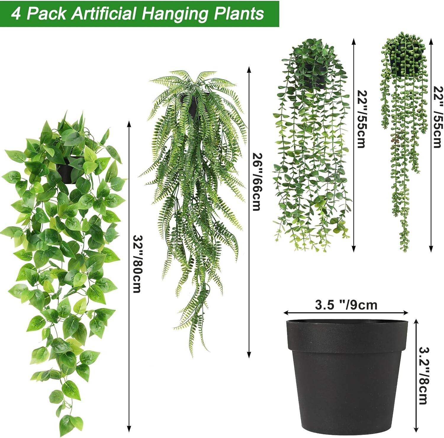 4 Plantas Colgantes Artificiales De Hiedra Falsa Para Decoración De Pared Hogar