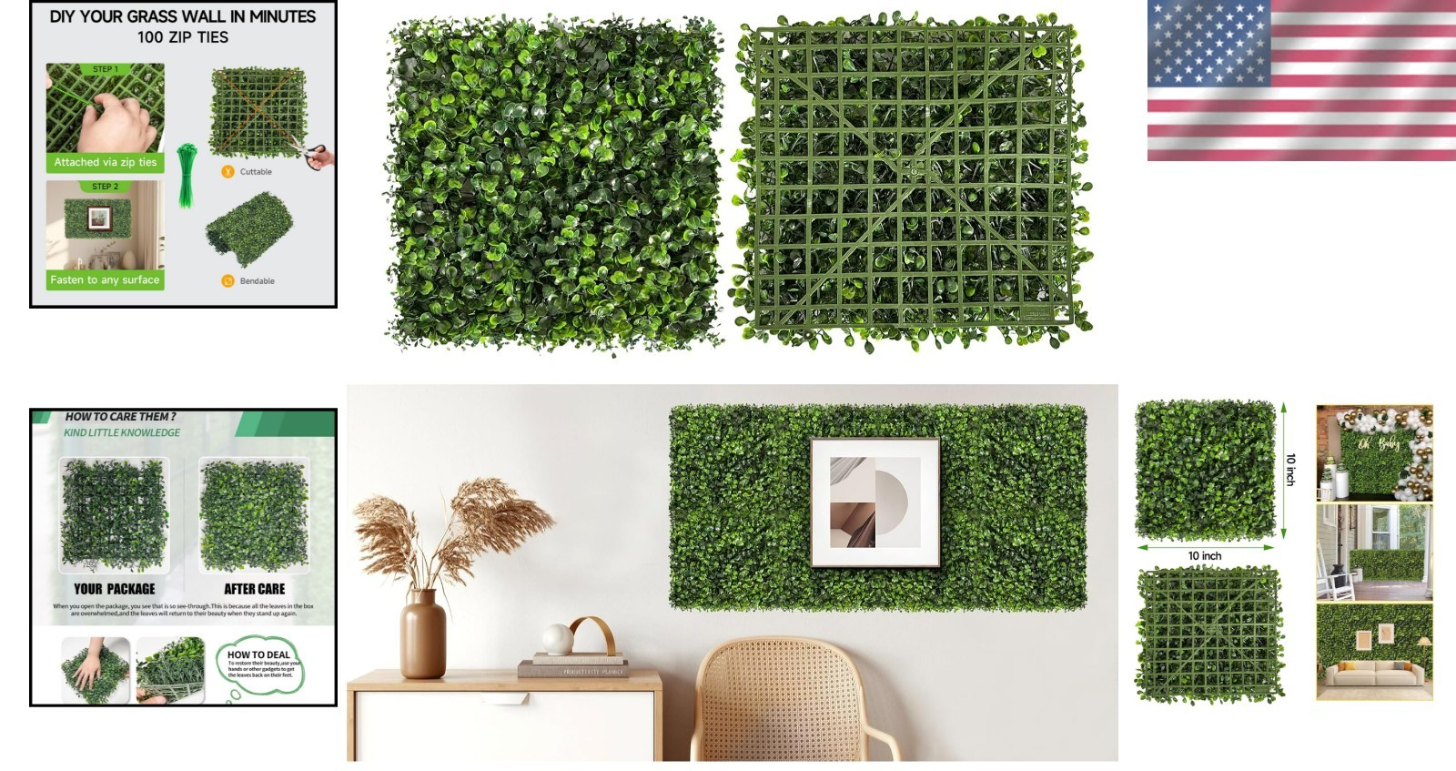 Stylish 10″x10″ Boxwood Hedge Wall Panels – Perfect for Indoor and Outdoor Decor
