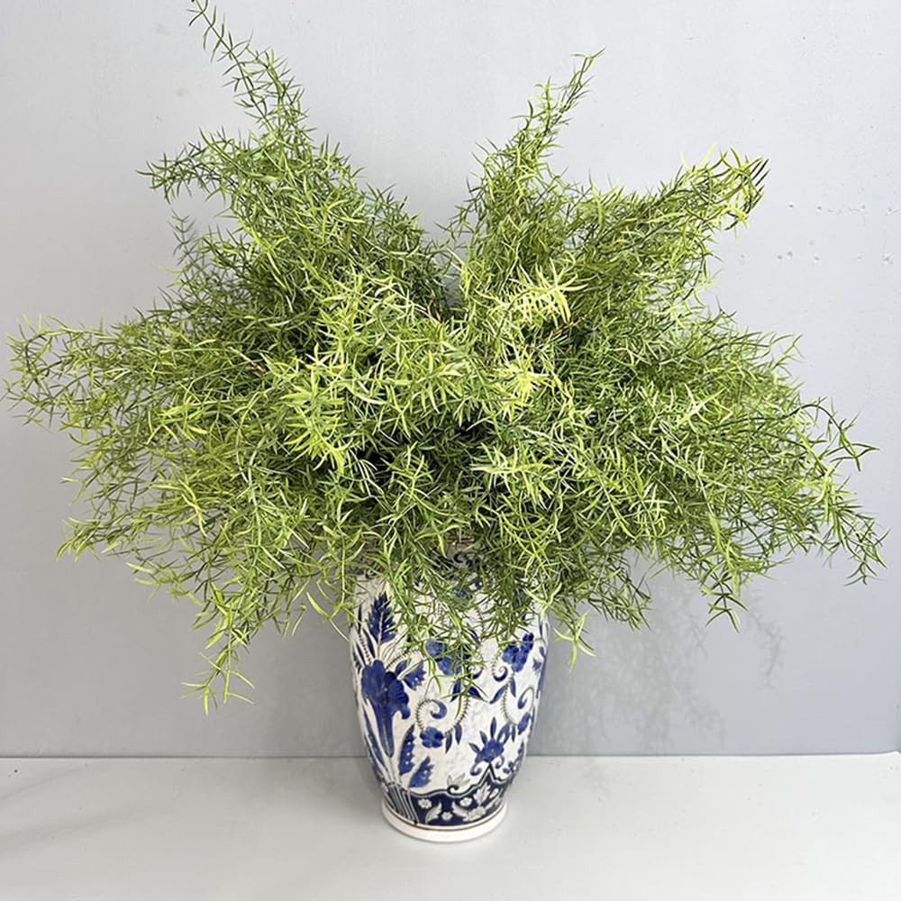 2Pcs Faux Asparagus Fern Bush 26In Large Artificial Radix Asparagi Fern Green…