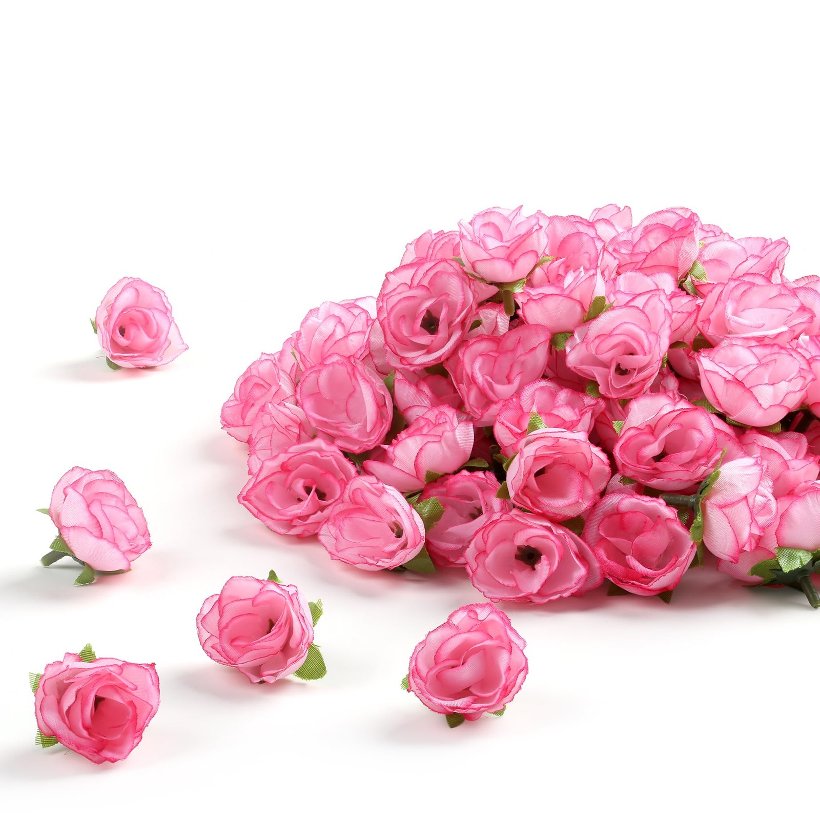 100 Pcs Mini Pink Rose Heads Artificial Flowers for DIY Decor & Parties
