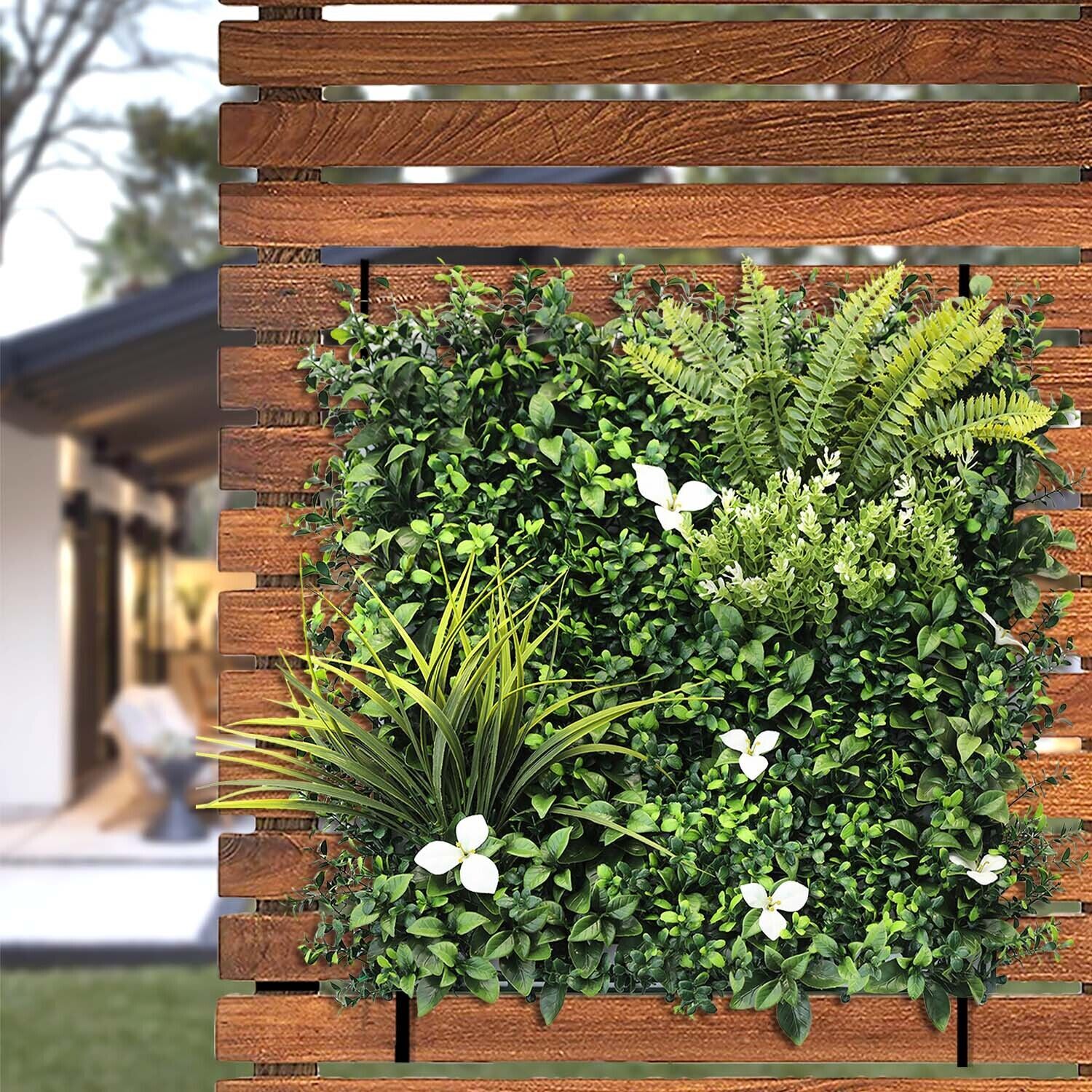 20″x20″ Artificial Faux 3D Mix Leaf Privacy Fence Home Outdoor Decor Panel V5