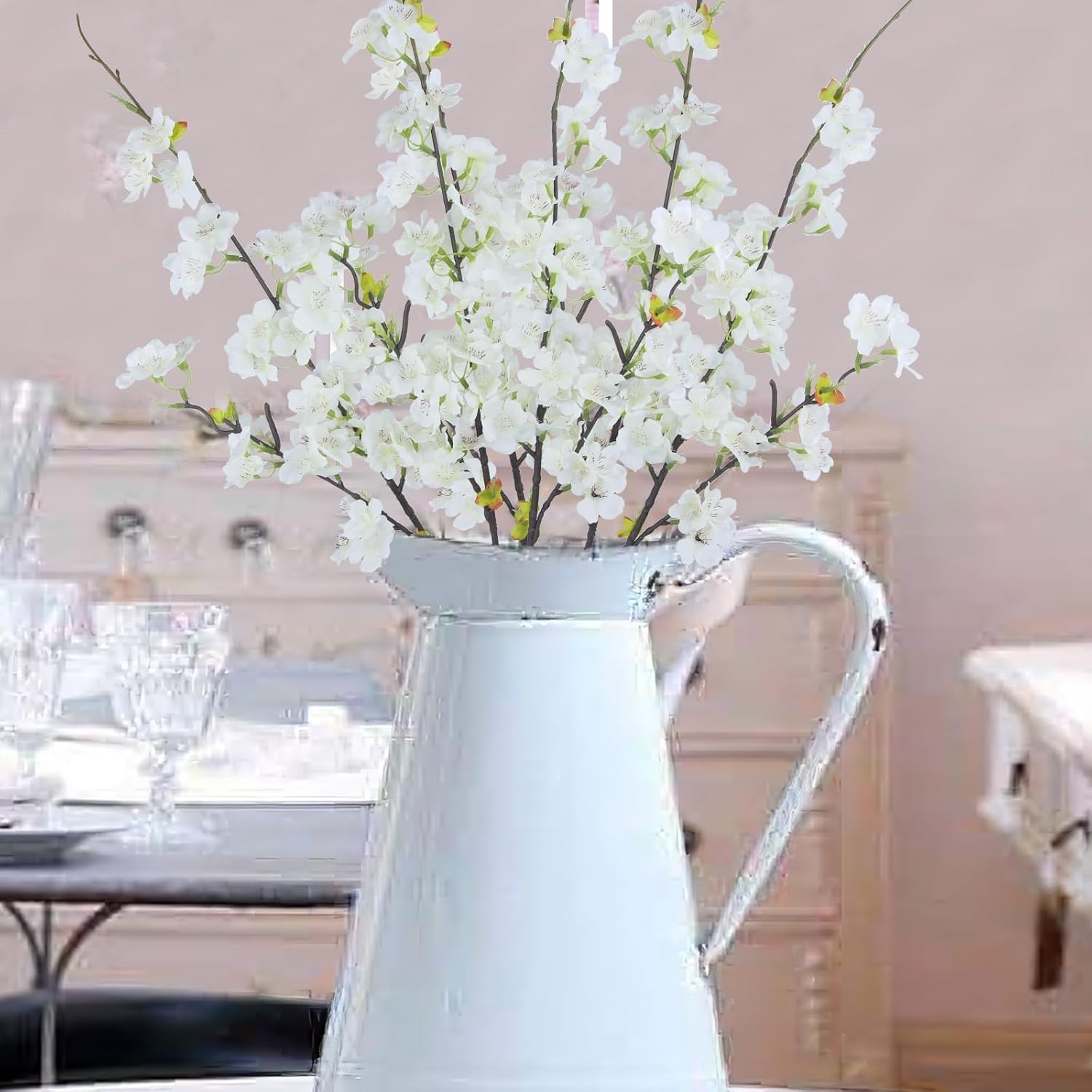 3 Pcs Artificial Cherry Blossom Flower Pink Silk Peach Flowers Bulk Plum Blossom