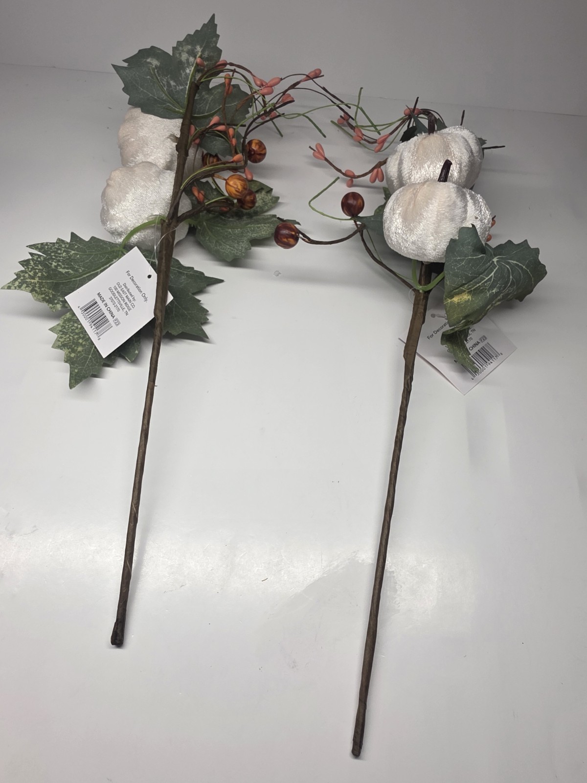 Artificial Fall Fabric Pumpkin Leaves Pick Bouquet Set Of 2