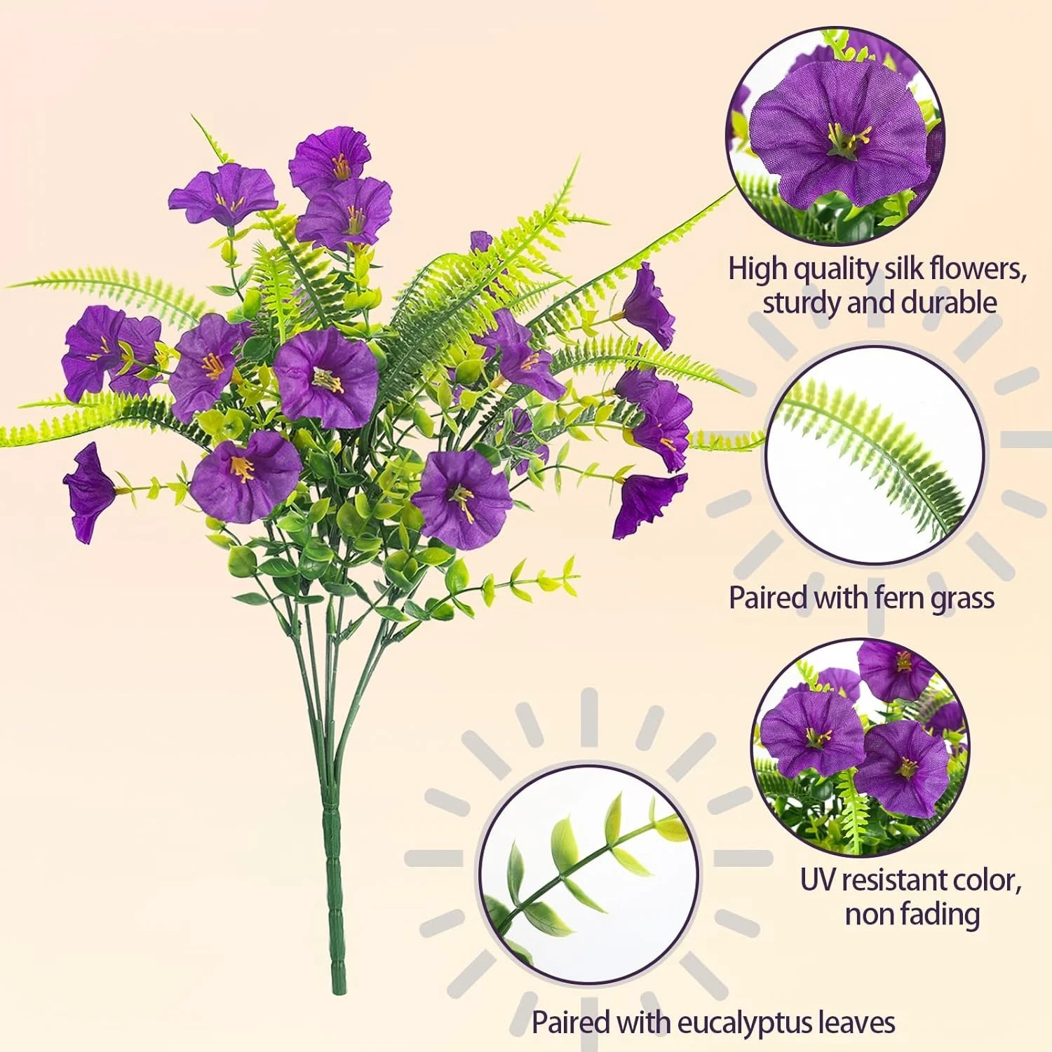 Spring Artificial Flowers Outdoors 12 Bundles Artificial Petunias Fake Flowers U