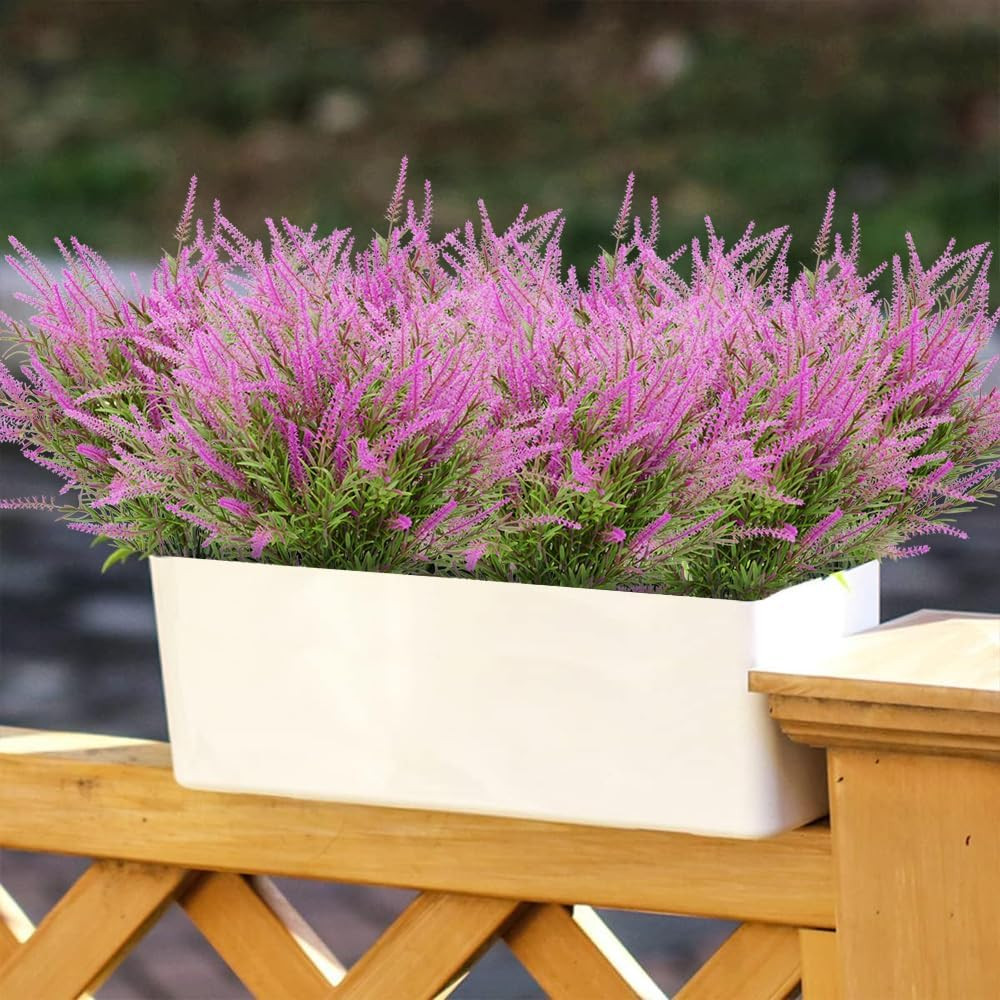 12 Bundles Outdoor Artificial Flowers Lavender Artificial Plants Fake Bushes Art