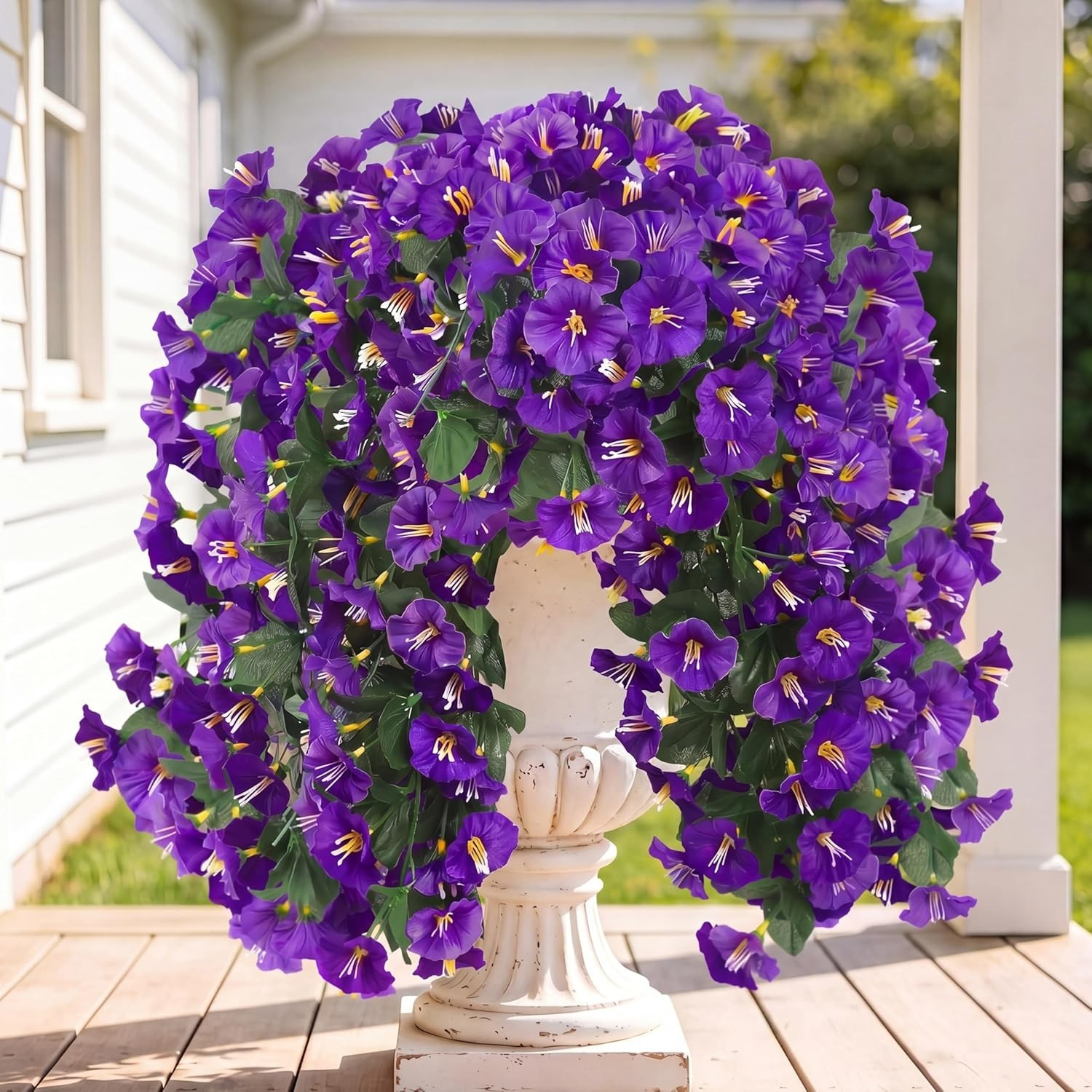 2PCS Realistic Purple Morning Glory Hanging Flowers | UV Resistant Outdoor Decor