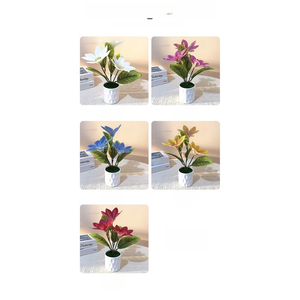 Artificial Magnolia Silk Flower For For TRIO Potted Plant Home Decor Wedding