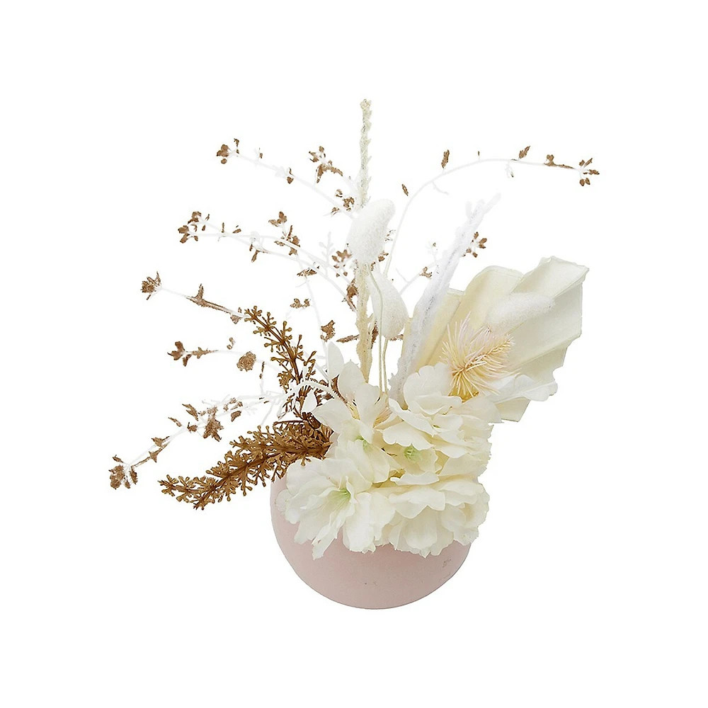 Artificial Fake Dried Mixed Flowers Pink Vase Floral Decor Home Plant Faux House