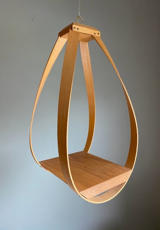 Bentwood Teardrop Hanging Wood Plant Planter Stand Shelf mcm mid century modern 