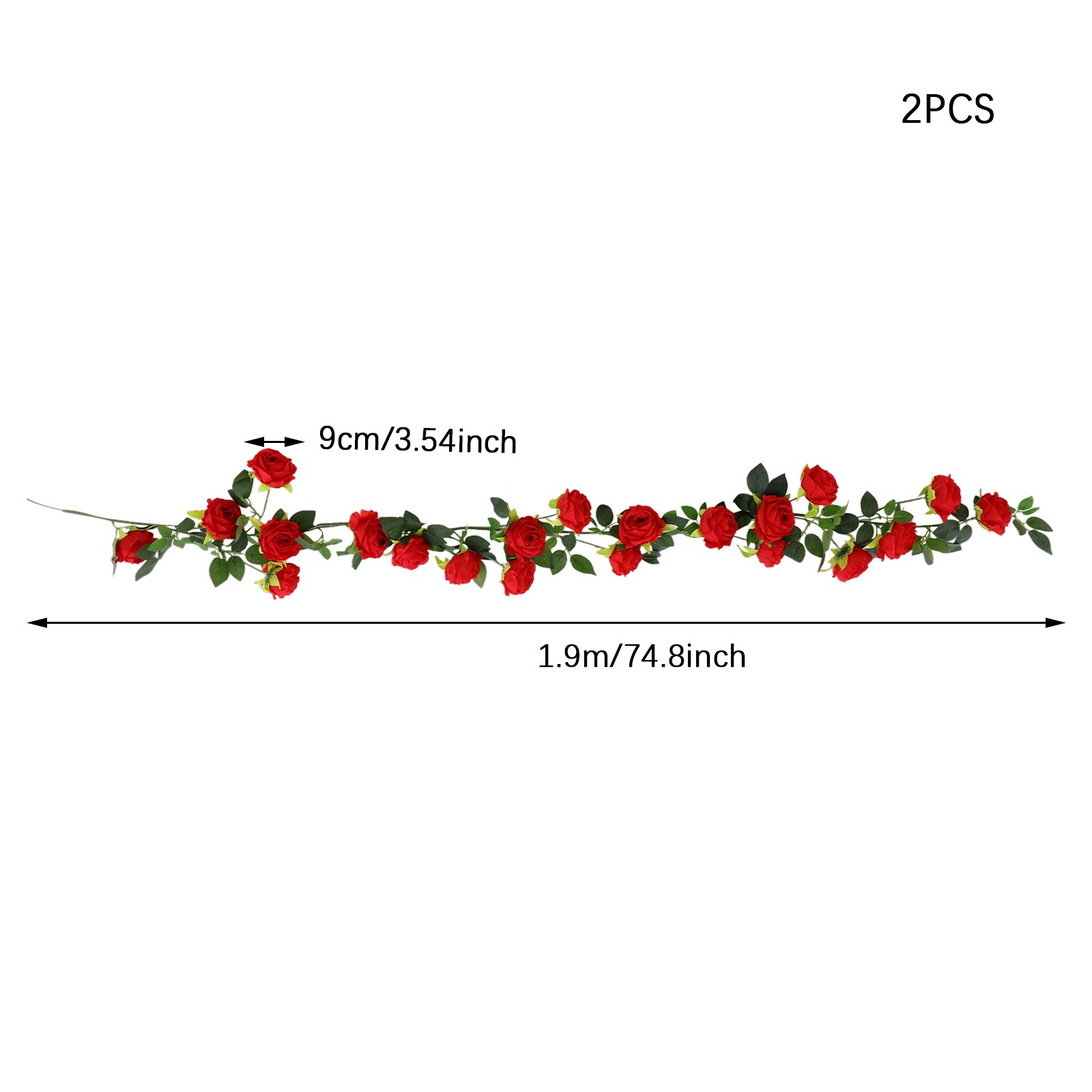 2 Pcs Flower Garland 74.8in Artificial Flower Garland for Wedding Decoration