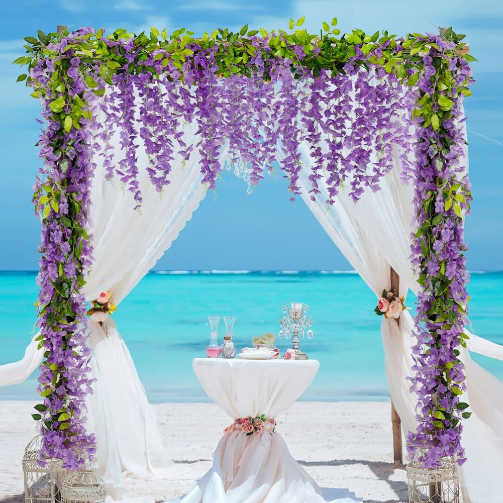 Artificial Wisteria Garland Purple 6ft Light Purple Silk Flowers Home Decor