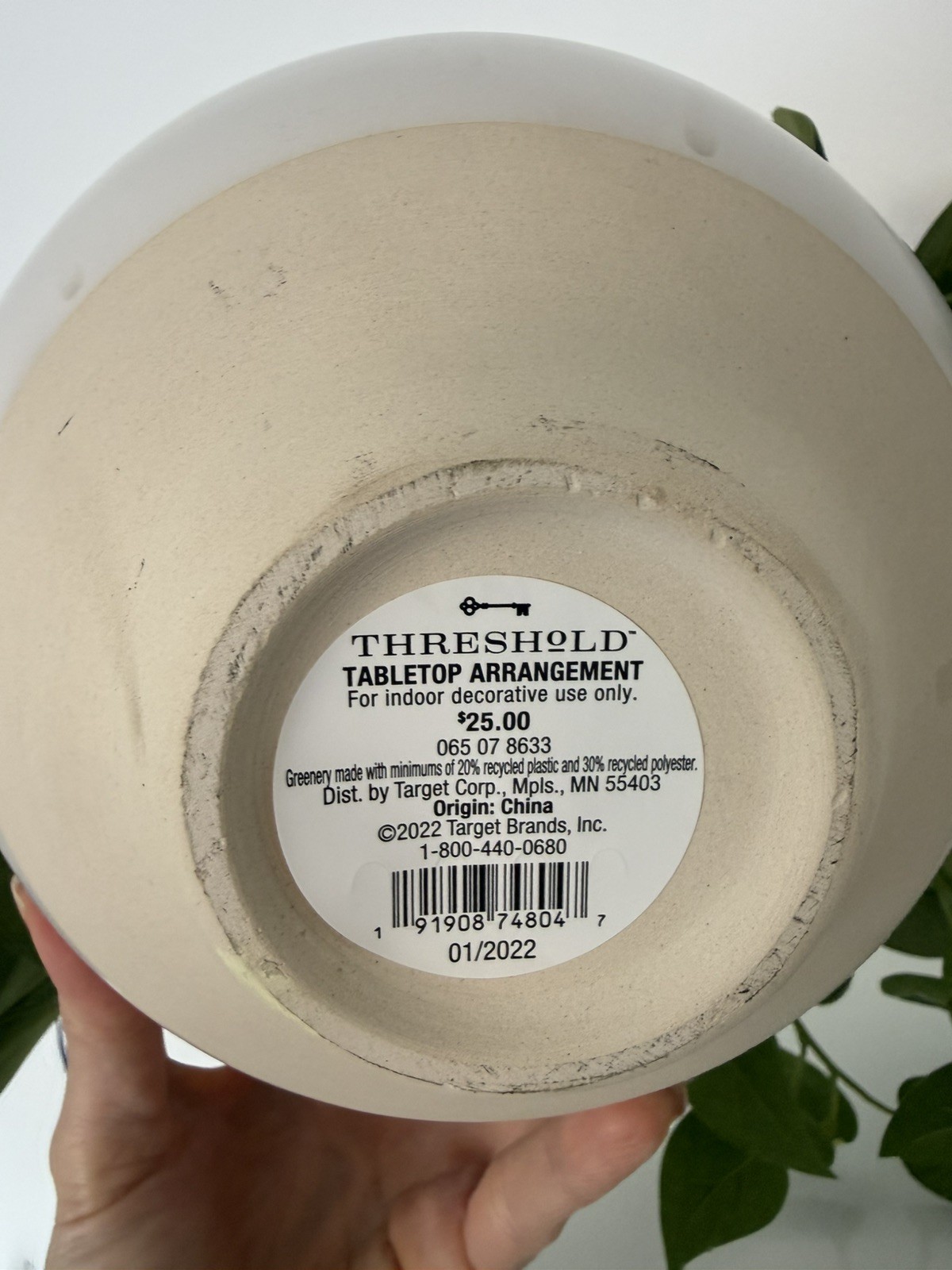 Lot of 2 Threshold Realistic Faux Pothos Plants in Ceramic Decorative Pot