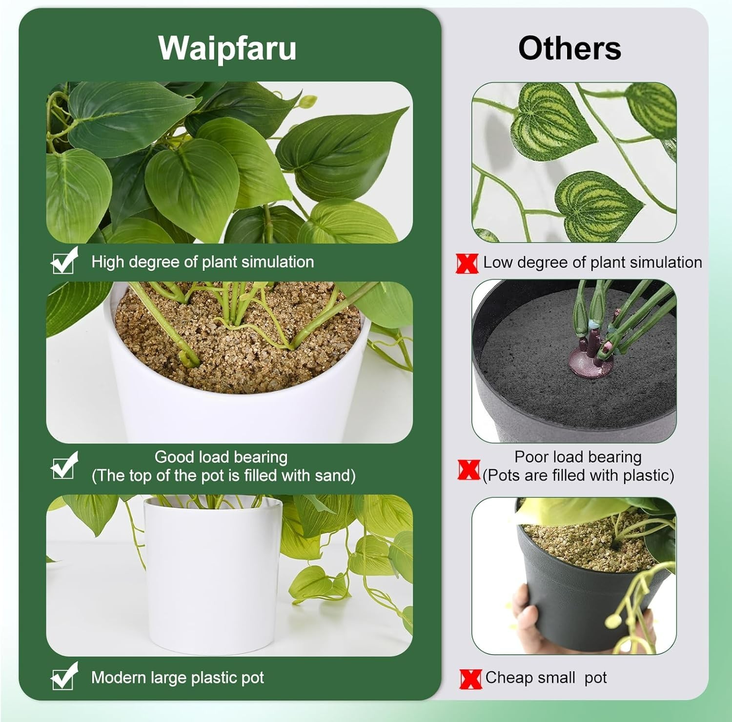 Versatile Artificial Plant for Home, Kitchen & Office – 9.8″ Fake Pothos Style
