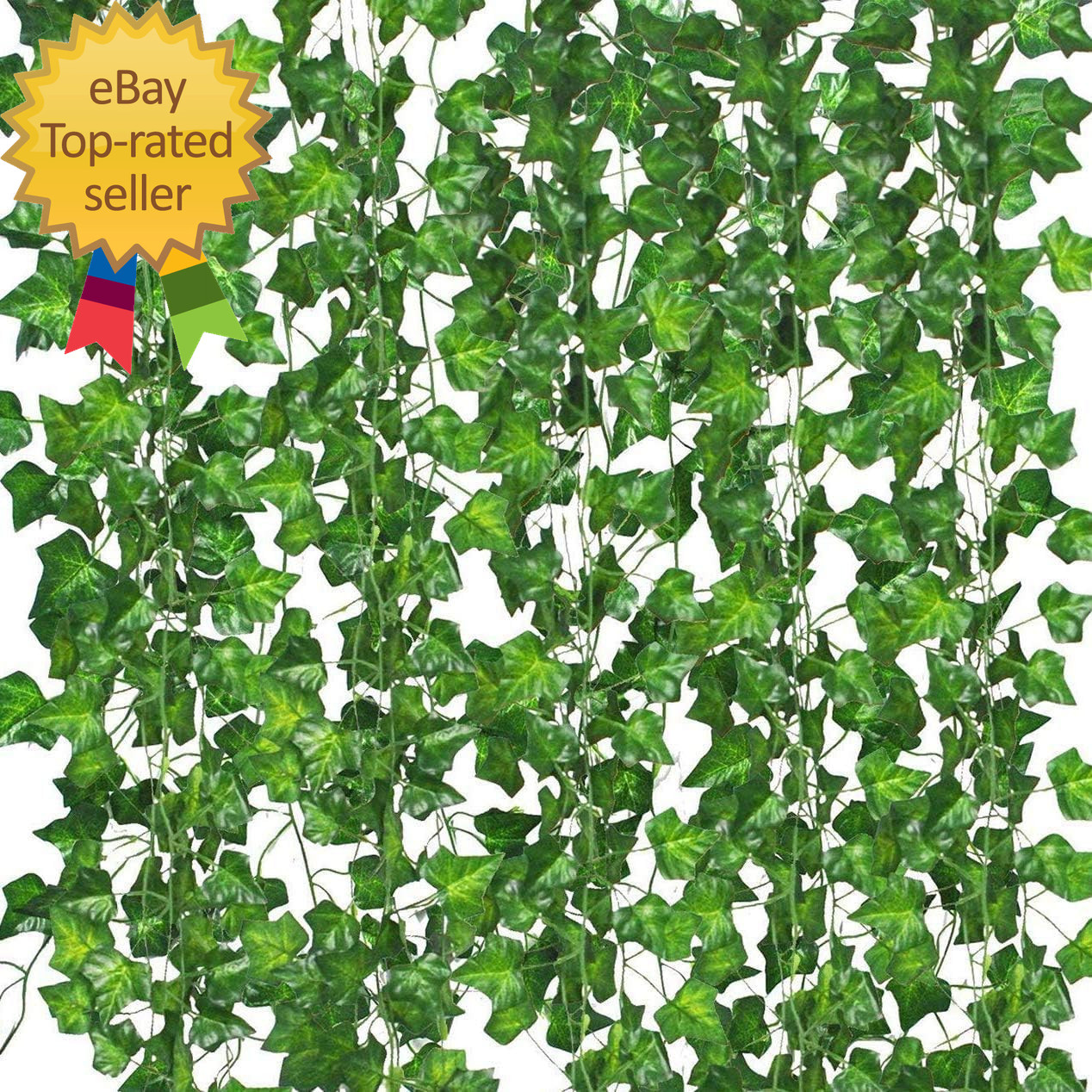12 Pack Fake Vines for Room Decor Artificial Ivy Garland with Clip Green Flowers