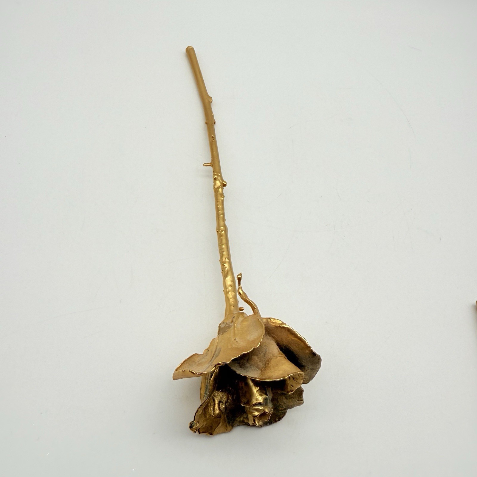 Vintage Brass Rose Long Stemmed 11 In Long Dimensional Rose Mother’s day