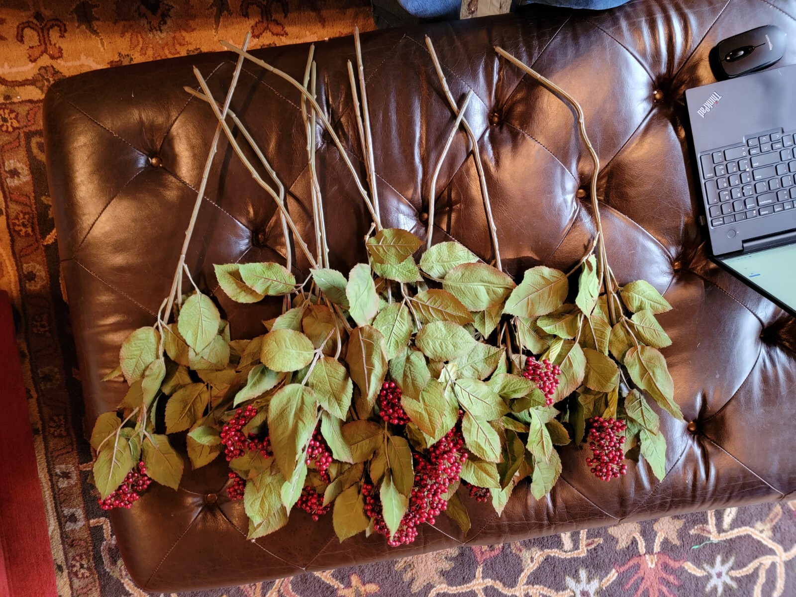 Bets Silk Flowers-11 Bundles-28″ long – Green Stem, Silk Leaves, Red Berries AB5